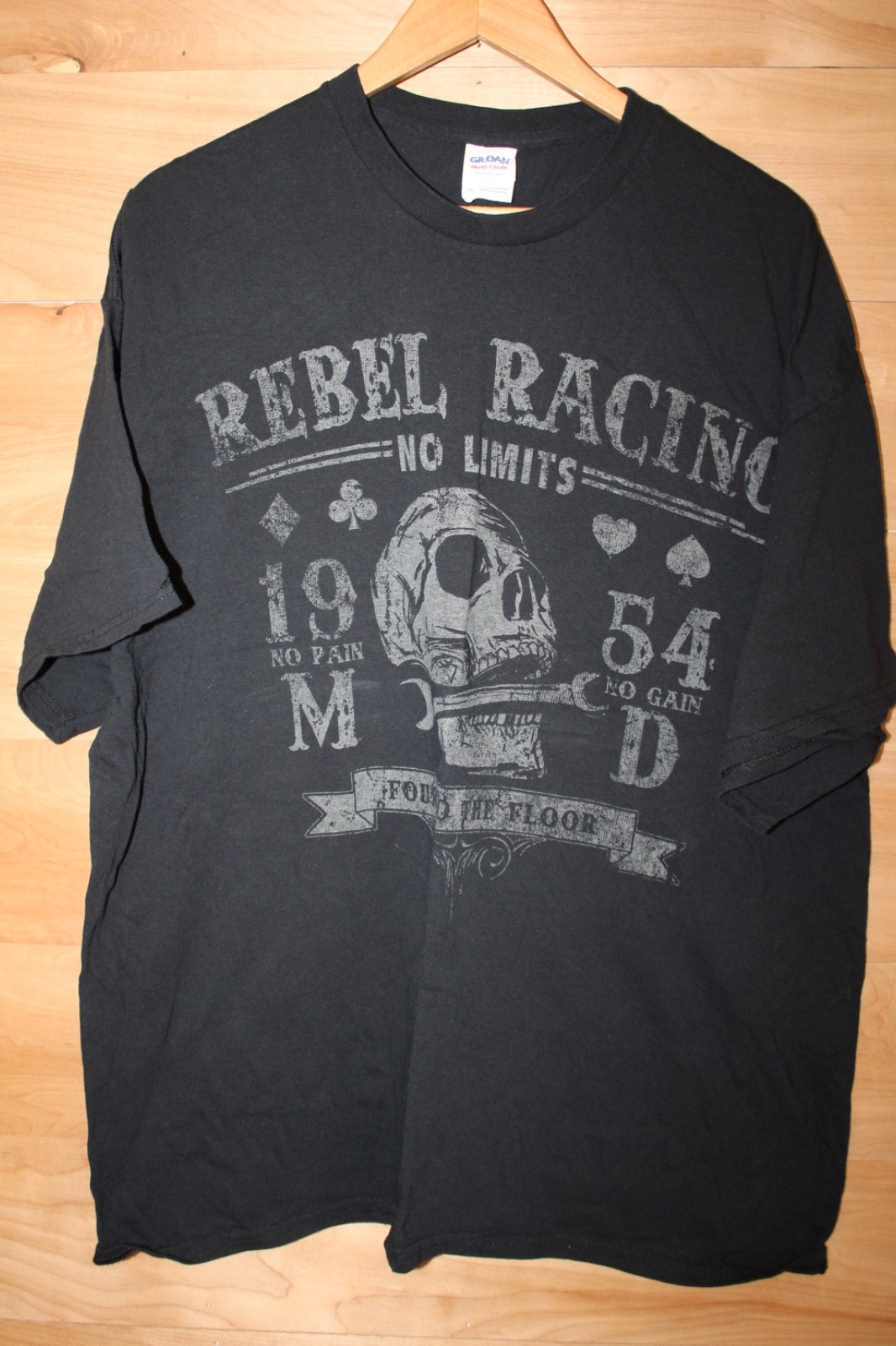 Rebel Racing Skull Graphic T-Shirt 2XL Black Biker Motorcycle Tee