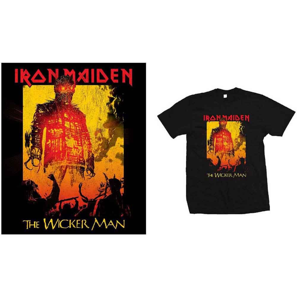 Iron Maiden The Wicker Man Fire T-Shirt Black New