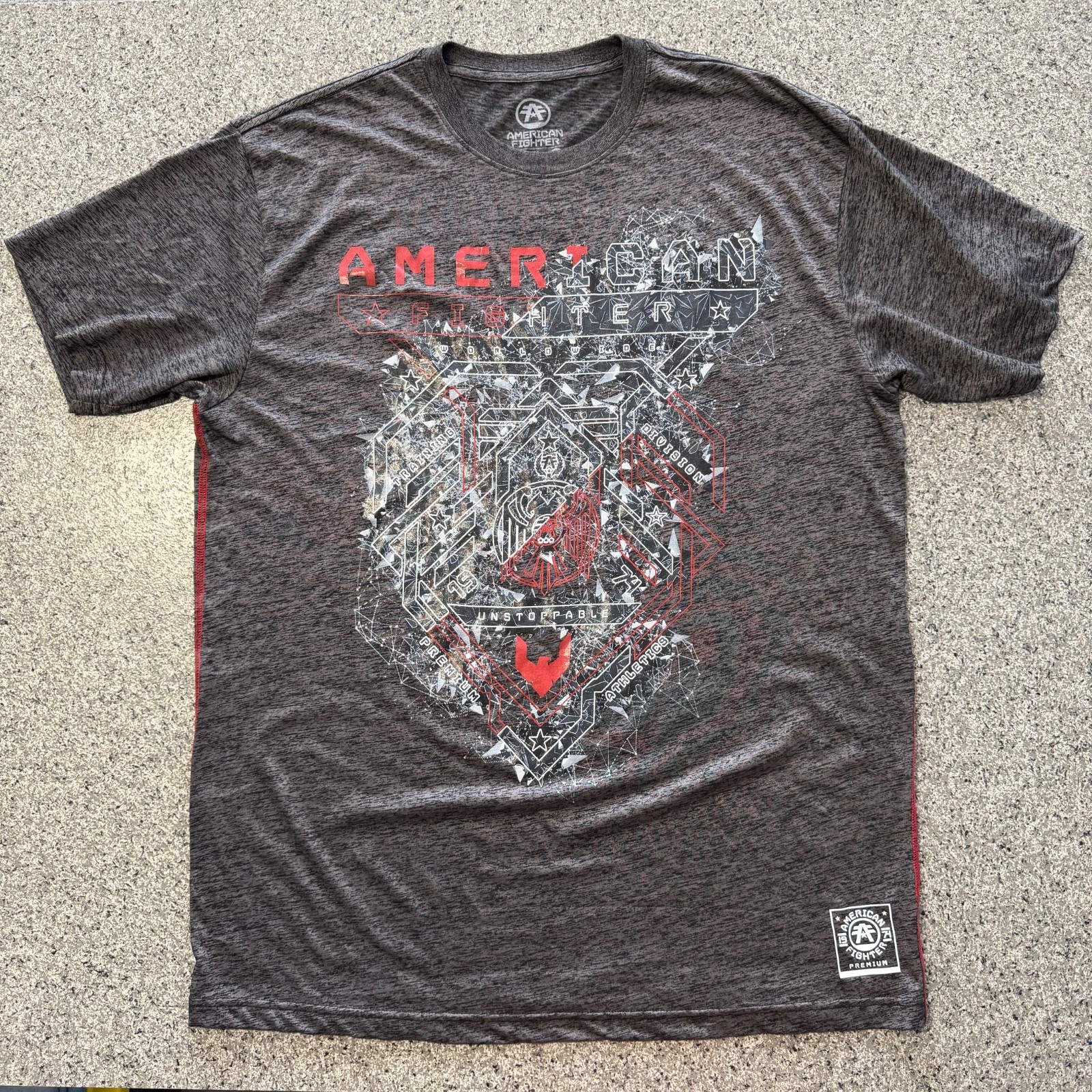 American Fighter Buckle T Shirt Mens XXL Y2K MMA UFC Grunge Graphic Tee Grey
