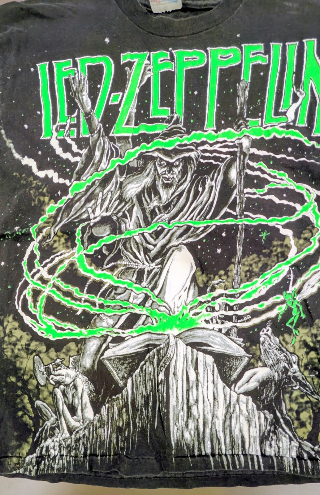 1992 Vtg Led Zeppelin Myth Gem Winterland All Over Print W/ Wizard Black Large