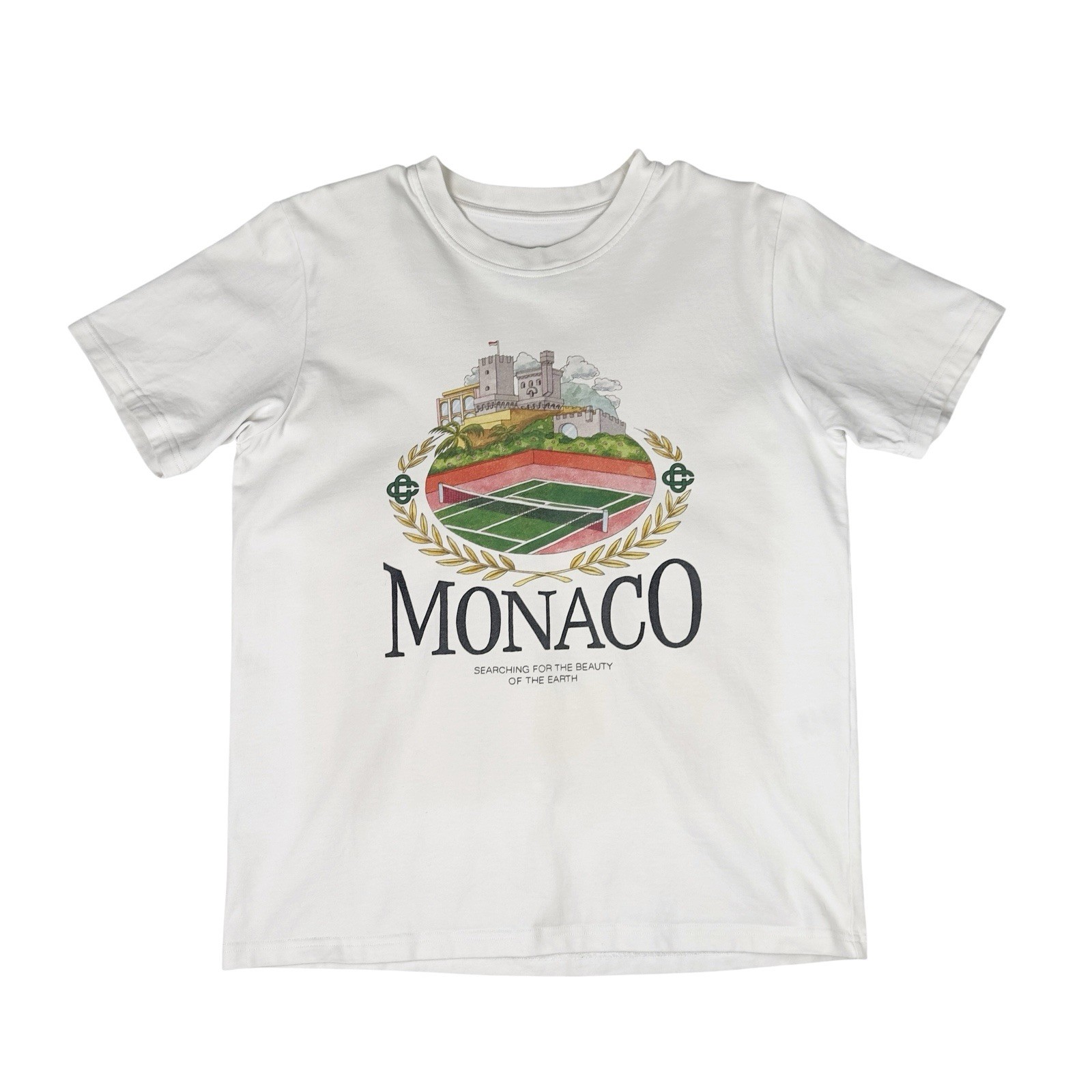 Casablanca Tennis Club Monaco T-Shirt Mens Medium White Organic Cotton Luxury