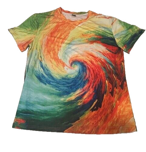 3D Graphic All Over Print – Storm Waves Multicolor Short Sleeve Shirt – Size XL