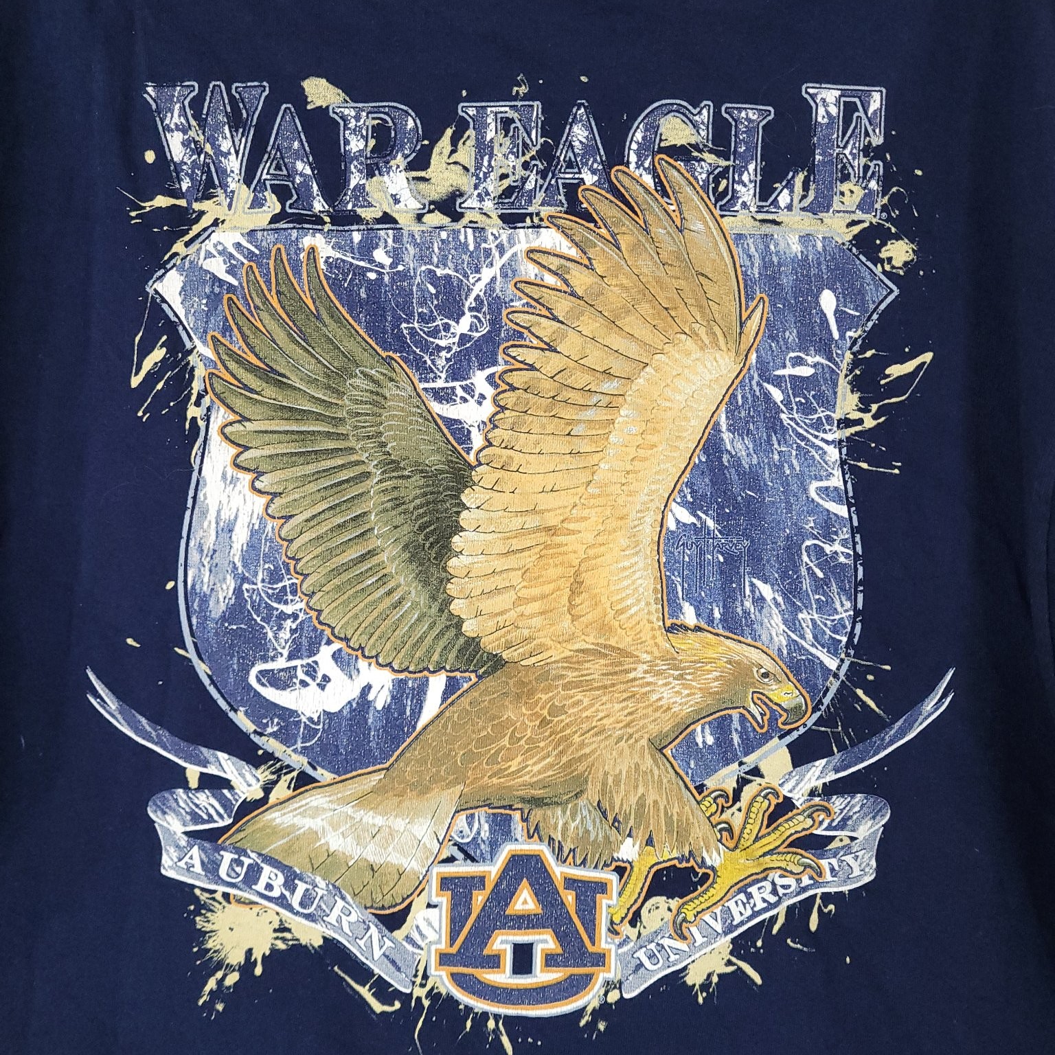 Guy Harvey T-Shirt Men&rsquo;s Navy Blue 2XL Auburn War Eagle Collegiate Cotton Tee