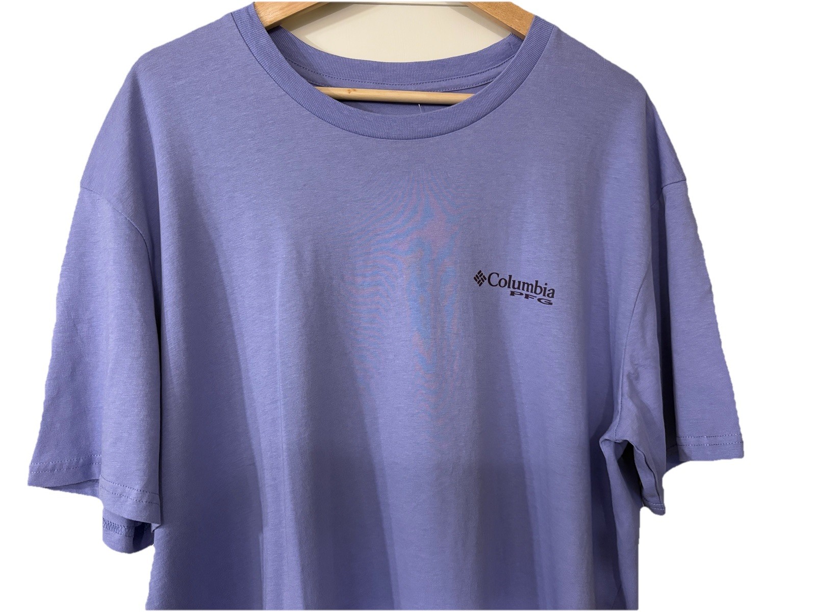 Columbia PFG T-Shirt Mens XLarge Light Purple Fish Graphic Outdoorsman Short Slv