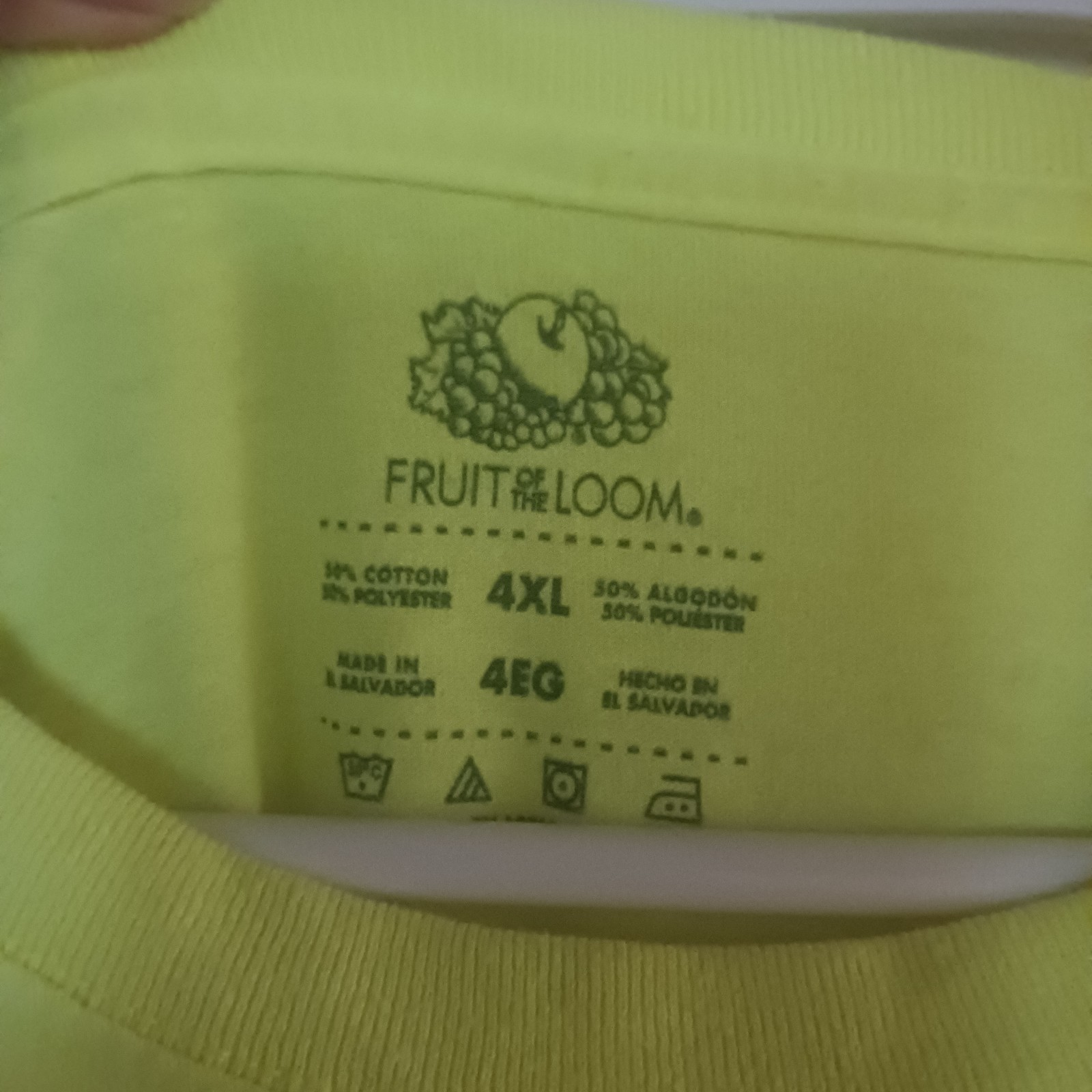 Men&rsquo;s 4X Fruit Of The Loom Yellow High Visibility Safety Shirt Job Construction