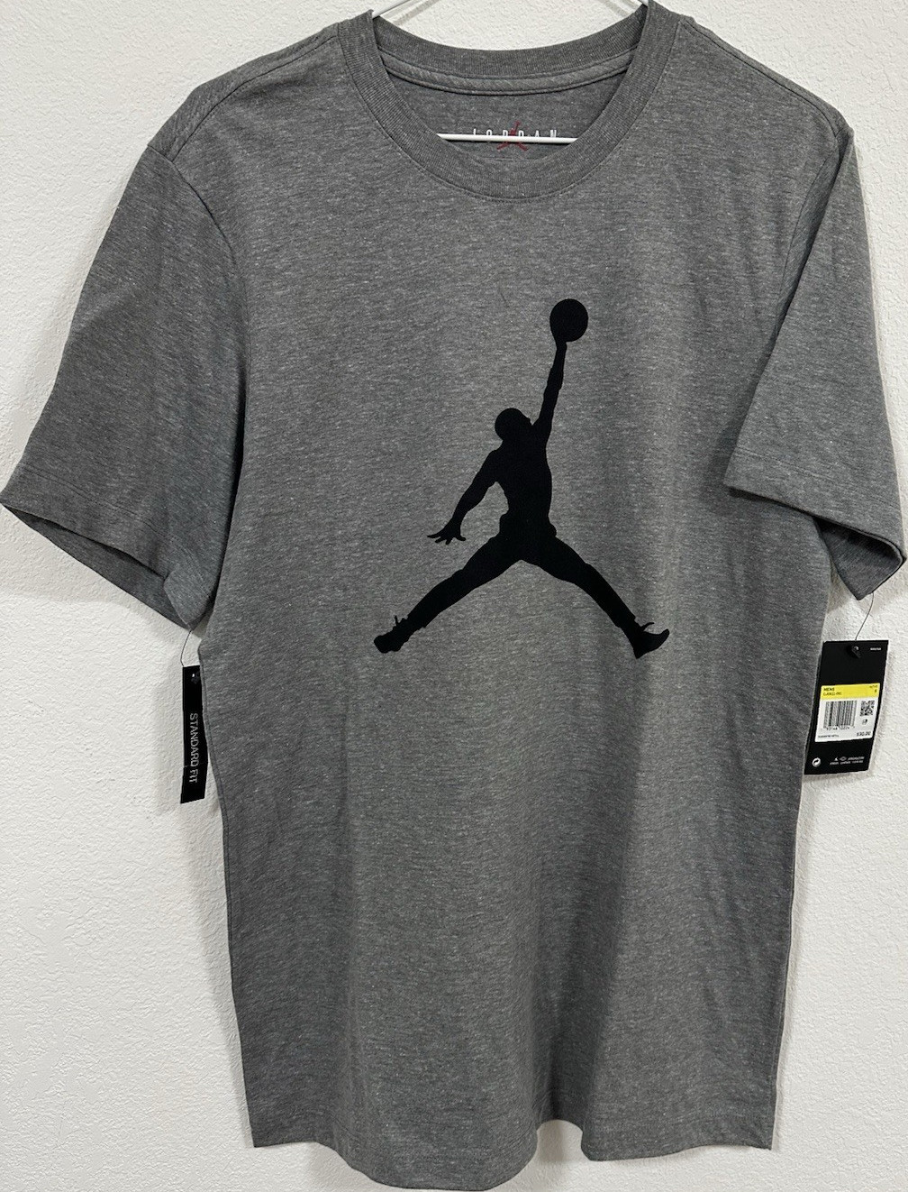 Jordan Jumpman Graphic Logo Men&rsquo;s Short Sleeve T-Shirt Gray Crew Neck S