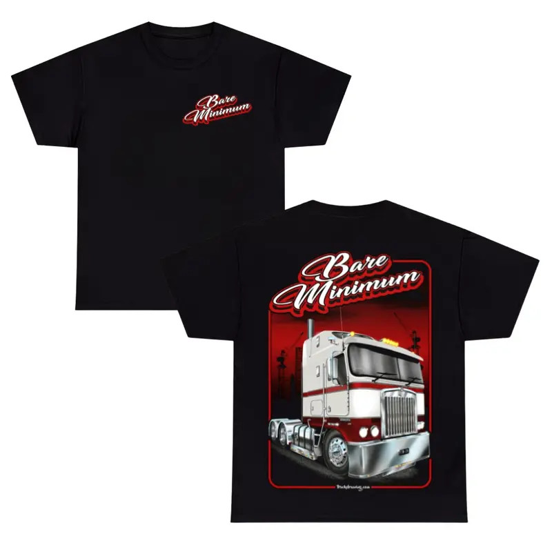 Bare Minimum T-Shirt ? Vintage Cabover Semi Truck Graphic Tee, Soft Cotton Blend