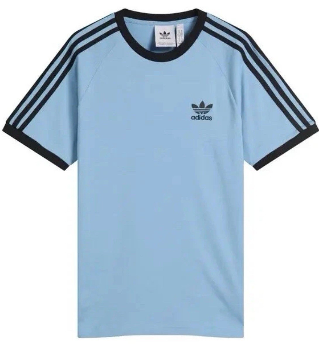 adidas Originals 3-Striped Trefoil T-Shirt Ash Blue/Black JY1371 Size Large NWT