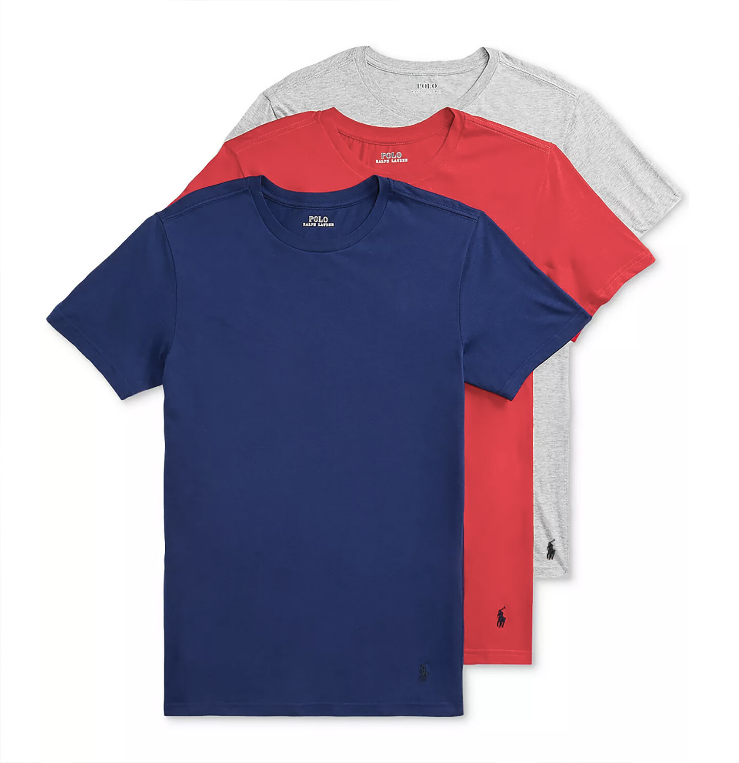 Polo Ralph Lauren Men&rsquo;s Blue-Red-Gray Slim Fit Crew-Neck 3 Pack T-Shirts
