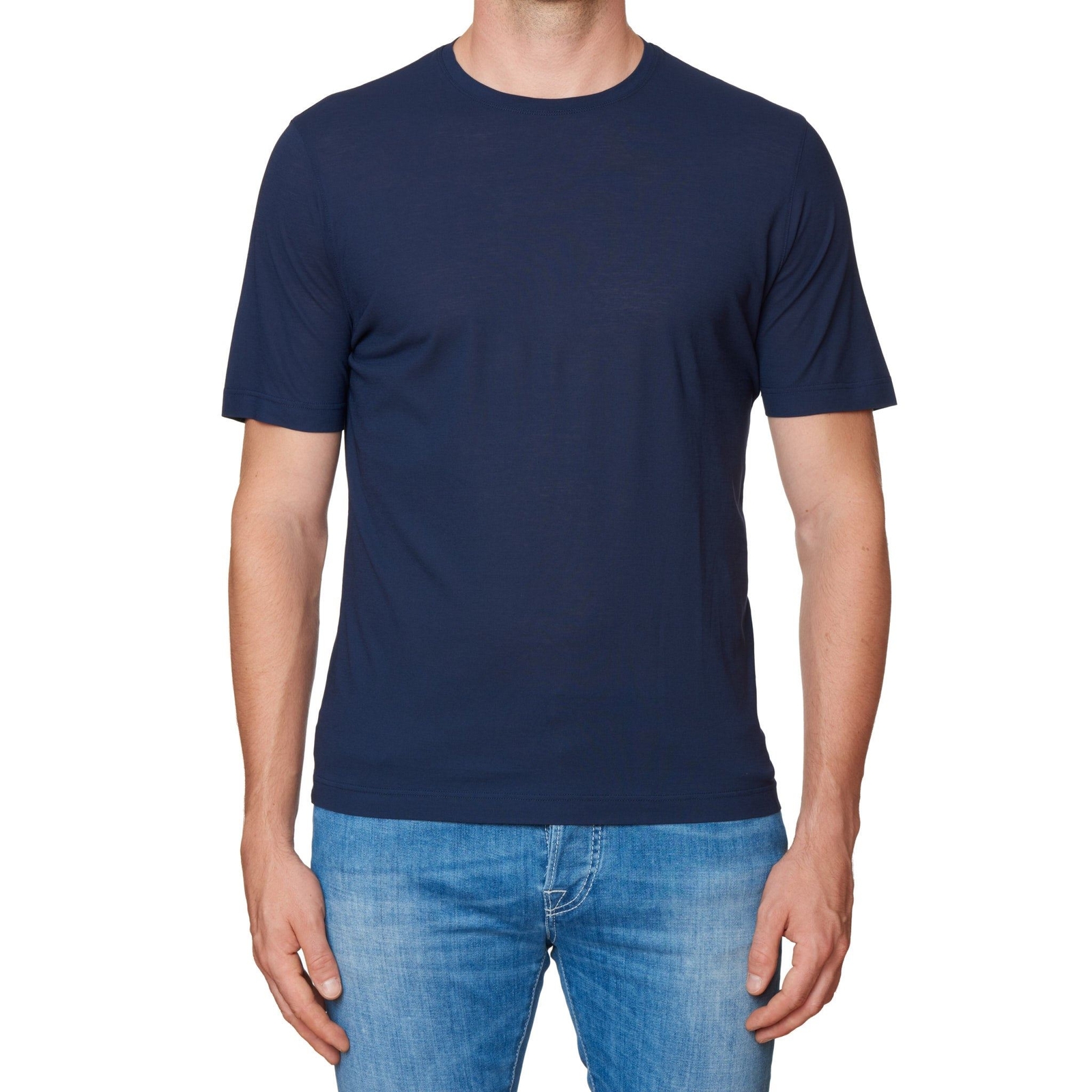 Kiton KIRED « Baciomc » Navy Blue Exclusive Crepe Cotton Short Sleeve T-Shirt XS