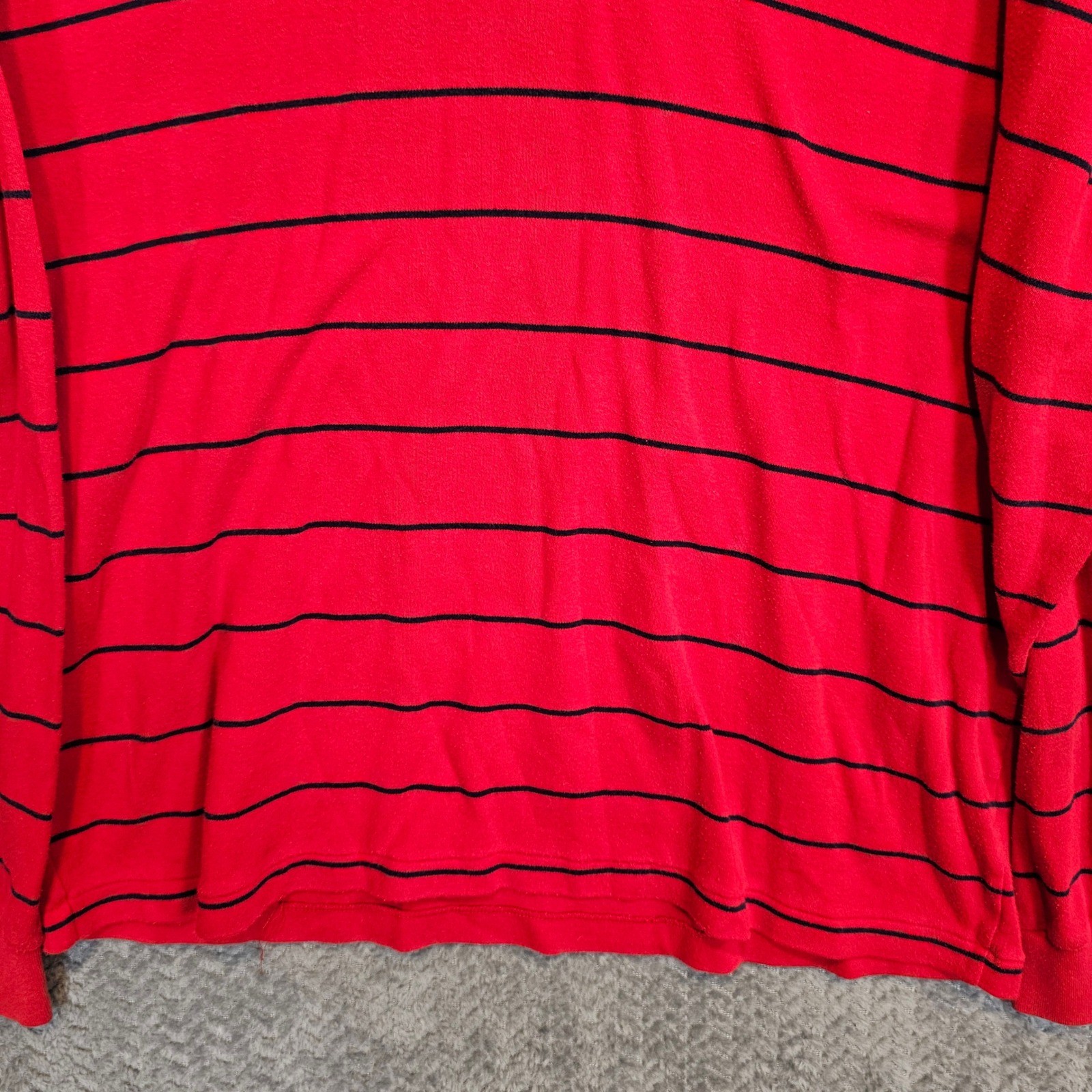 Polo Ralph Lauren Mens XL Red Navy Striped Cotton Turtleneck Long Sleeve Shirt