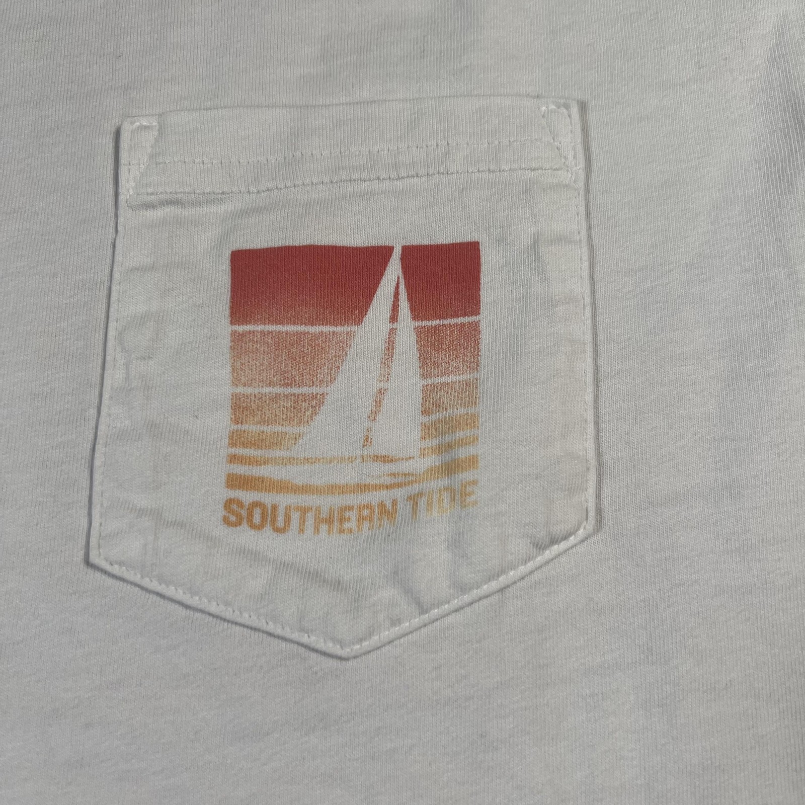 Southern Tide Shirt Mens XL large White Long Sleeve Pocket Sailboat Sunset