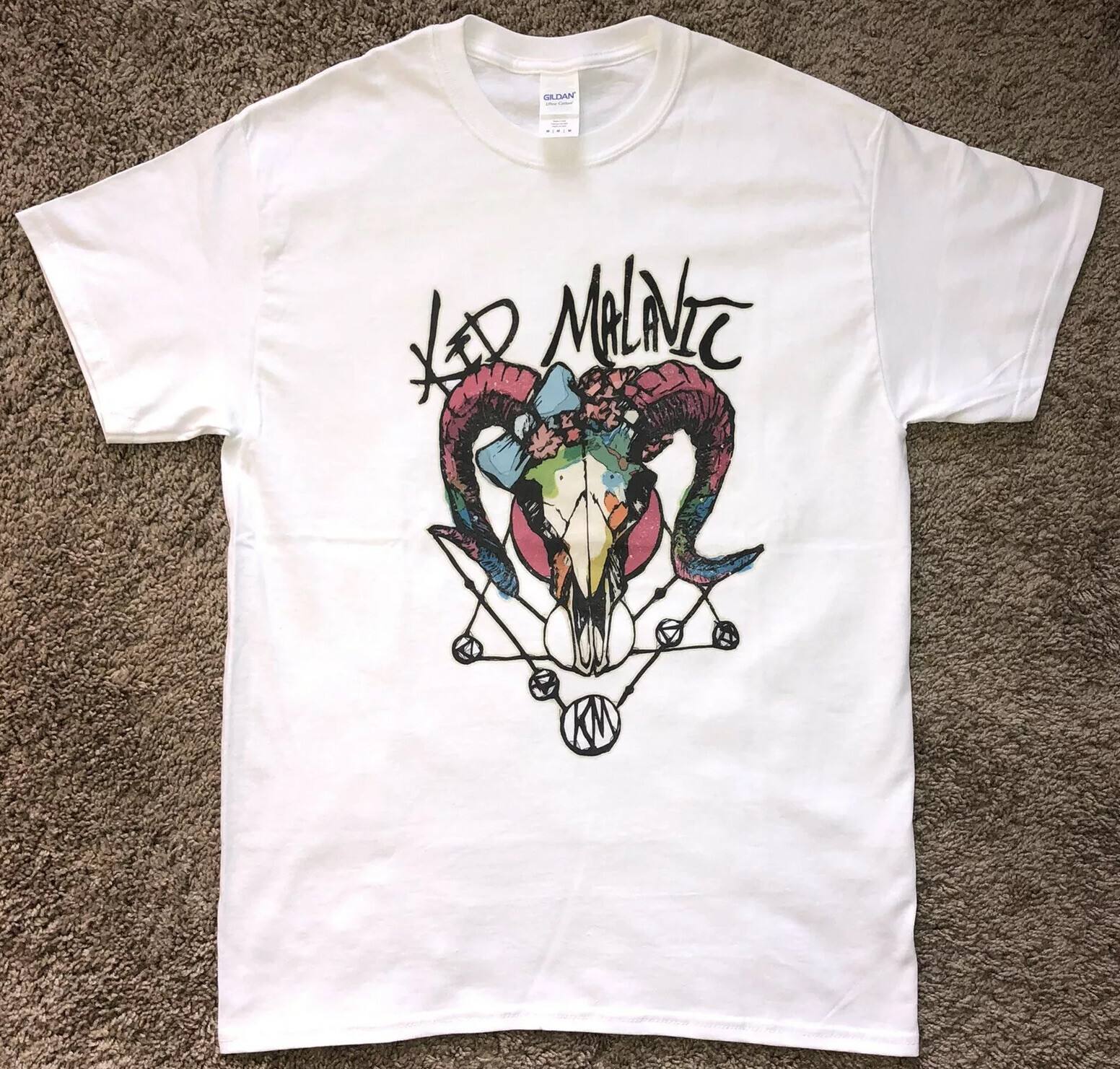 Kid Malavic Unisex Short Sleeve Colorful Goat Skull Graphic T-Shirt
