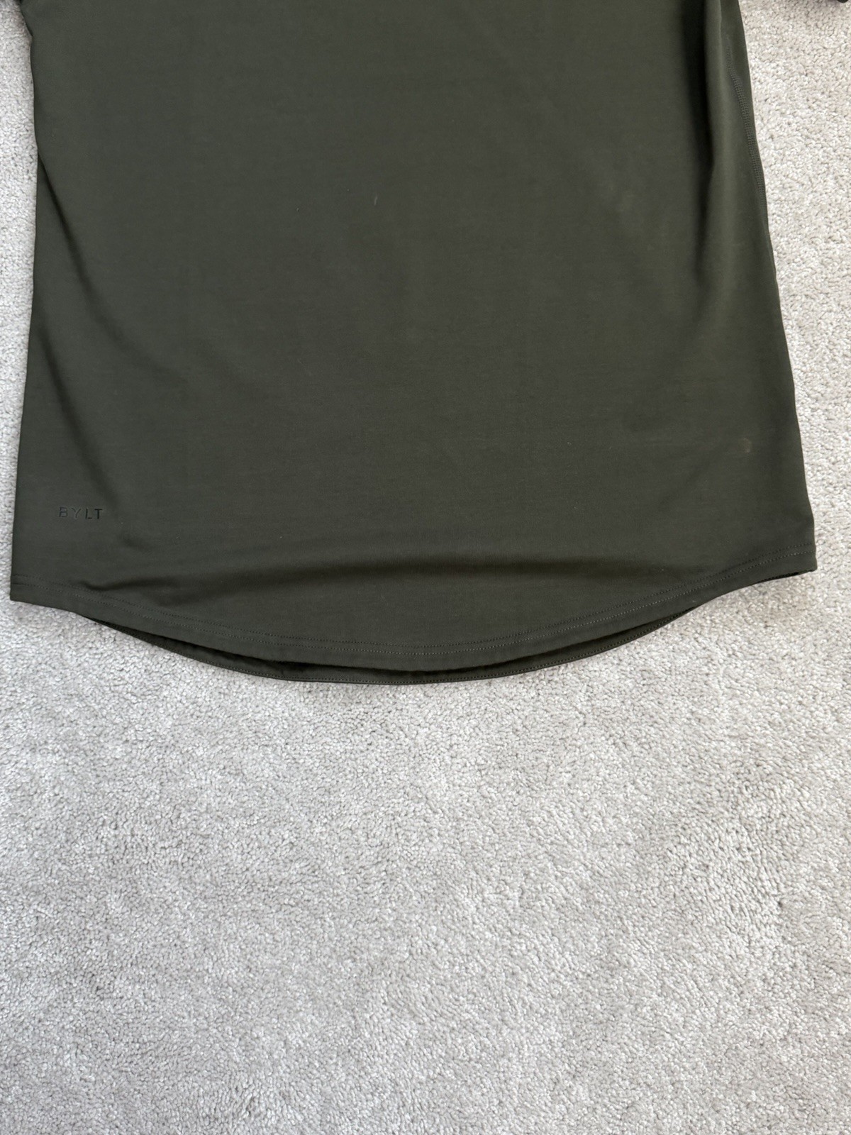 BYLT Shirts Men L Forest Green Drop Cut S/S Lux Premium Basics Crew Neck