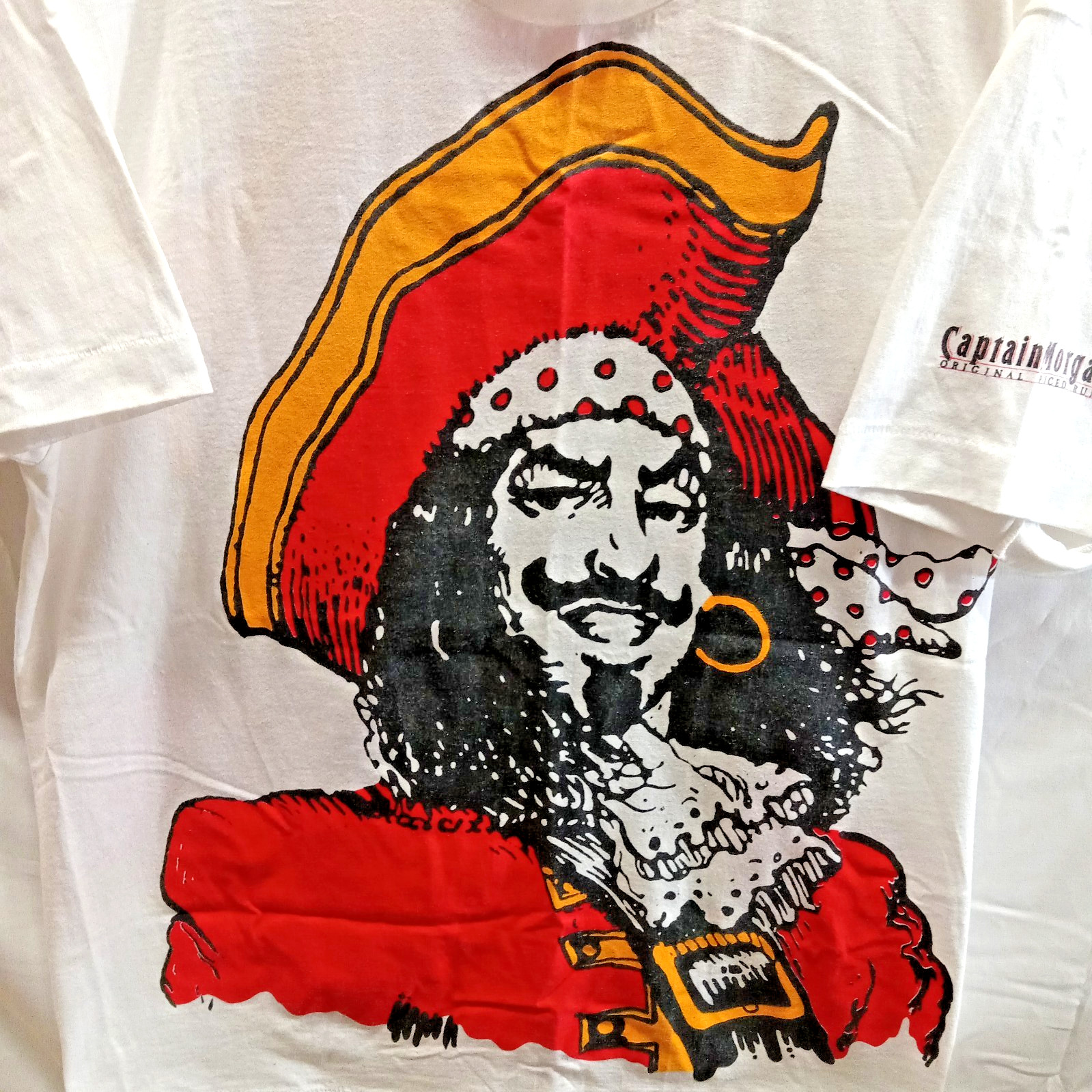 RARE L SINGLE STITCH DOUBLE SIDED PRINT CAPTAIN MORGAN USA T-SHIRT UN-WORN PROM