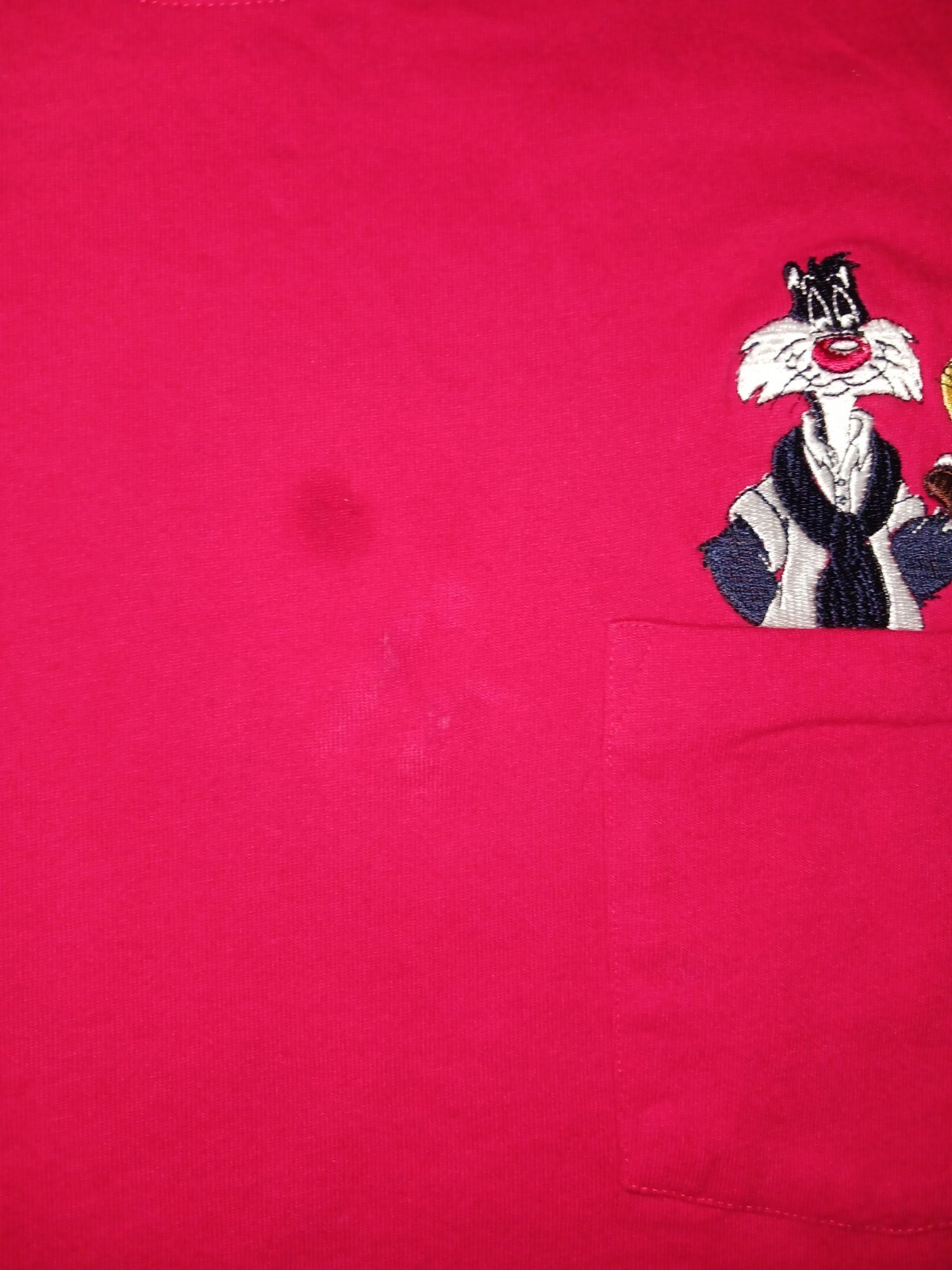 Vintage Warner Bros Pocket T Shirt – Tweety Sylvester Embroidered Large L Red