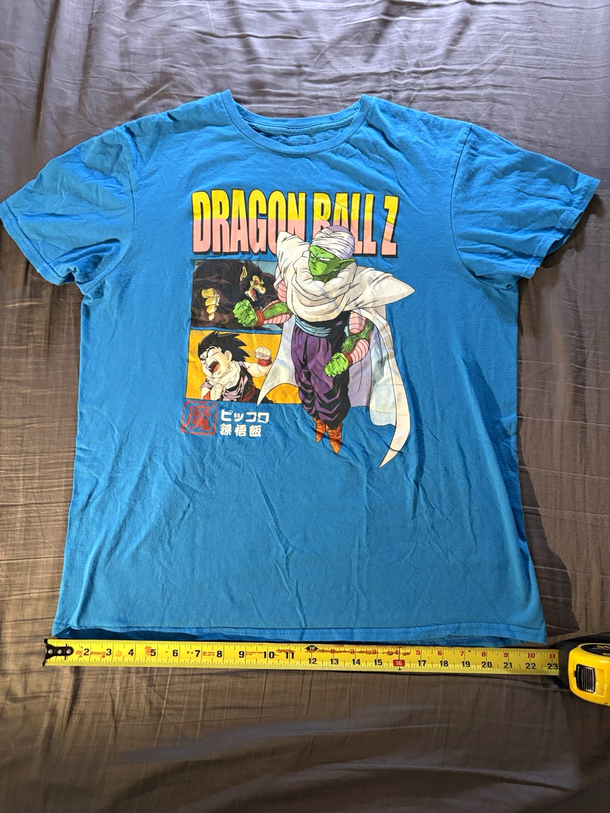 Dragon Ball Z Piccolo Men&rsquo;s L Blue Graphic Tee Short Sleeve Crew Neck Cotton