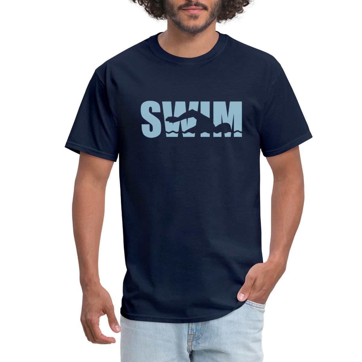 Swimmer Silhouette Swim Lettering Men&rsquo;s T-Shirt