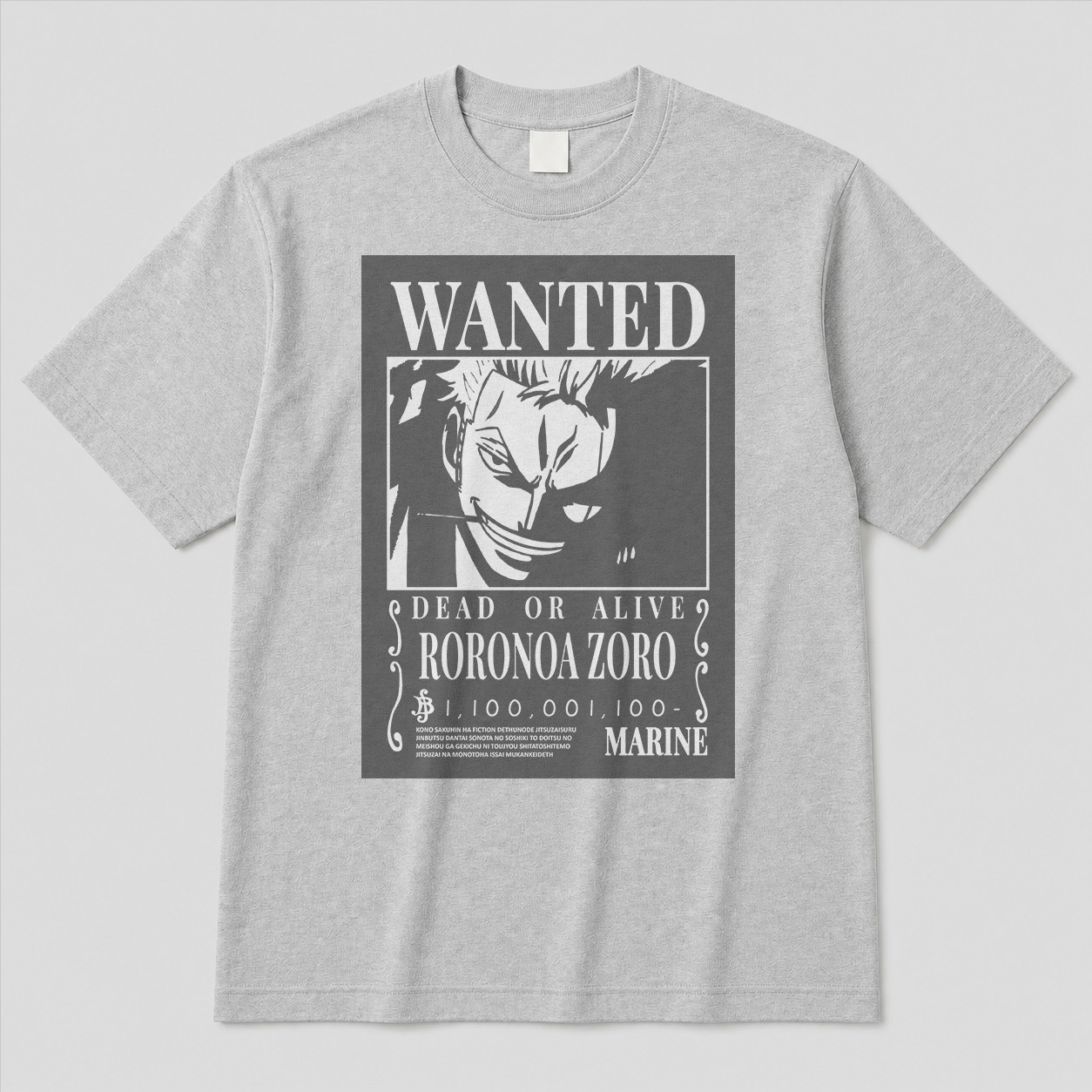 Zoro One Piece Wanted Poster Anime Graphic Printed T-Shirt Cool Streetwear Tee