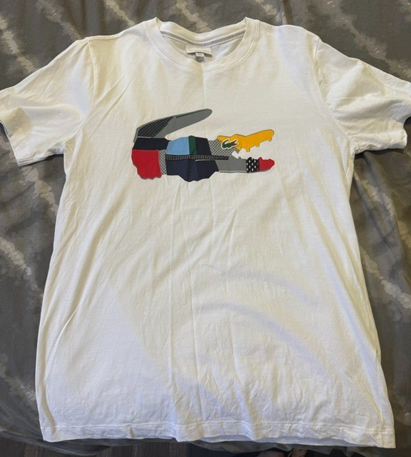 LACOSTE MEN&rsquo;S REGULAR FIT CREW COLLAR T-SHIRT WHITE SIZE M~L@@K!!!!