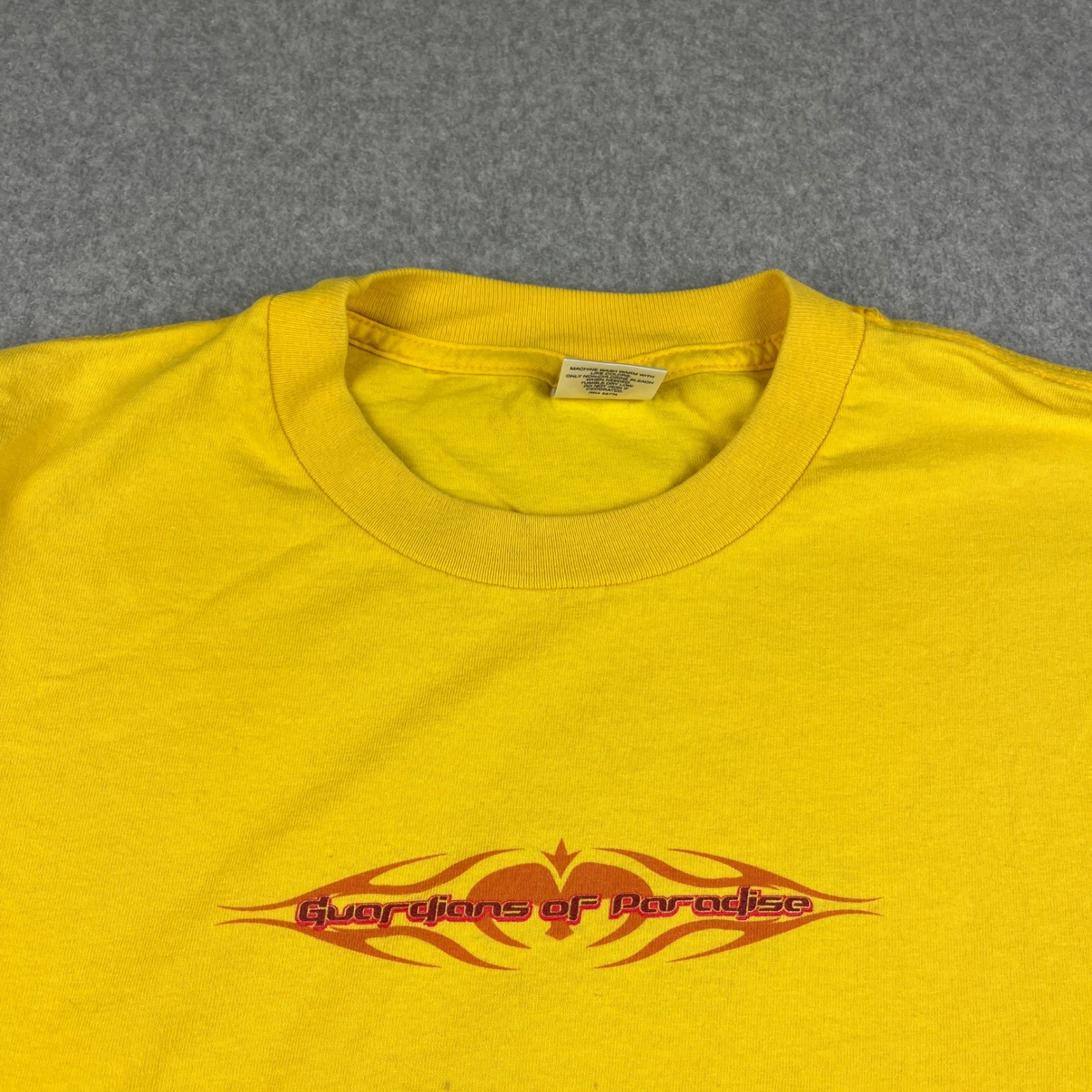 VTG Guardians of Paradise Dragon T Shirt Mens XL Yellow Graphic Tee AAA Y2K Surf