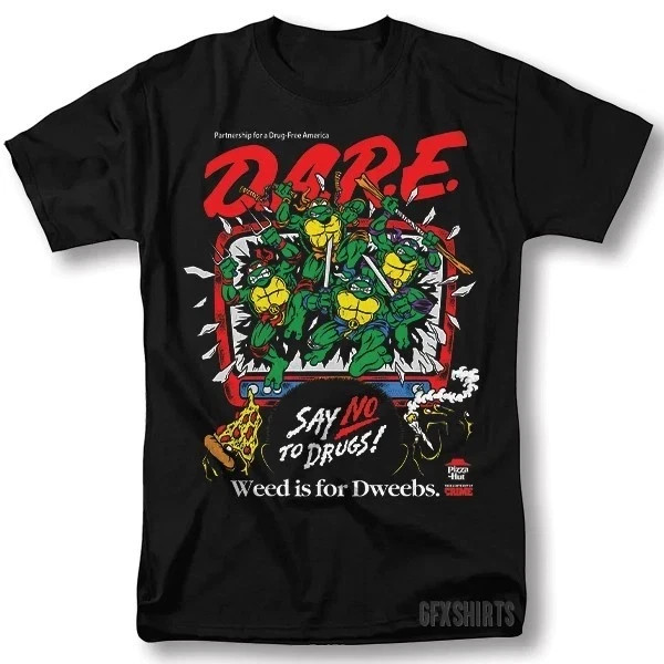 DARE Say No To Drugs Ninja Turtles Classic Retro Vintage Graphic