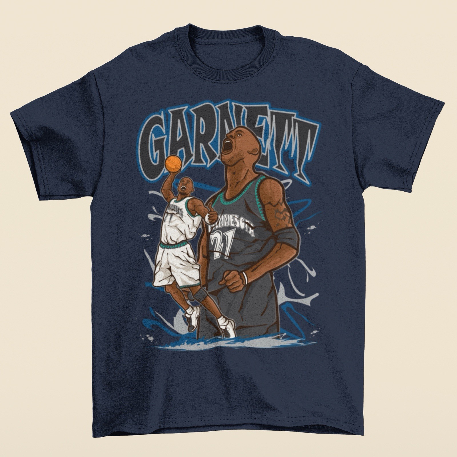 Kevin Garnett Cartoon Style Minnesota Basketball T-Shirt