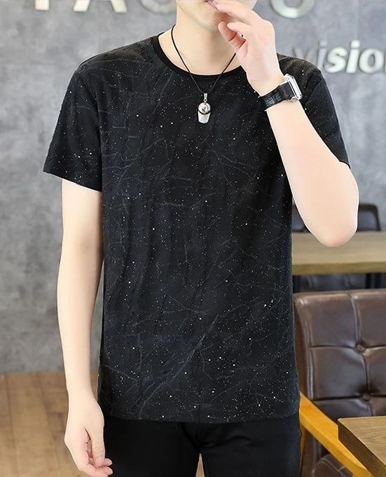 Men&rsquo;s Trendy Ripped Sequins Graphic T-Shirt Casual Distressed Short Sleeve Top