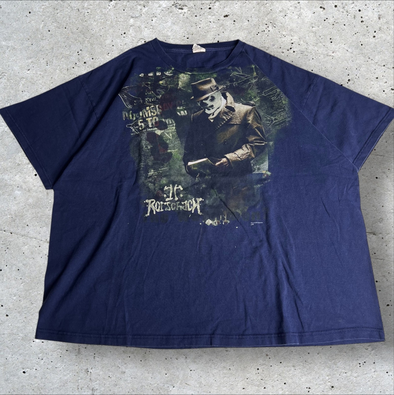 Vintage Rorschach Watchmen Movie Promo T Shirt Blue DC Comics Mens Size 2XL
