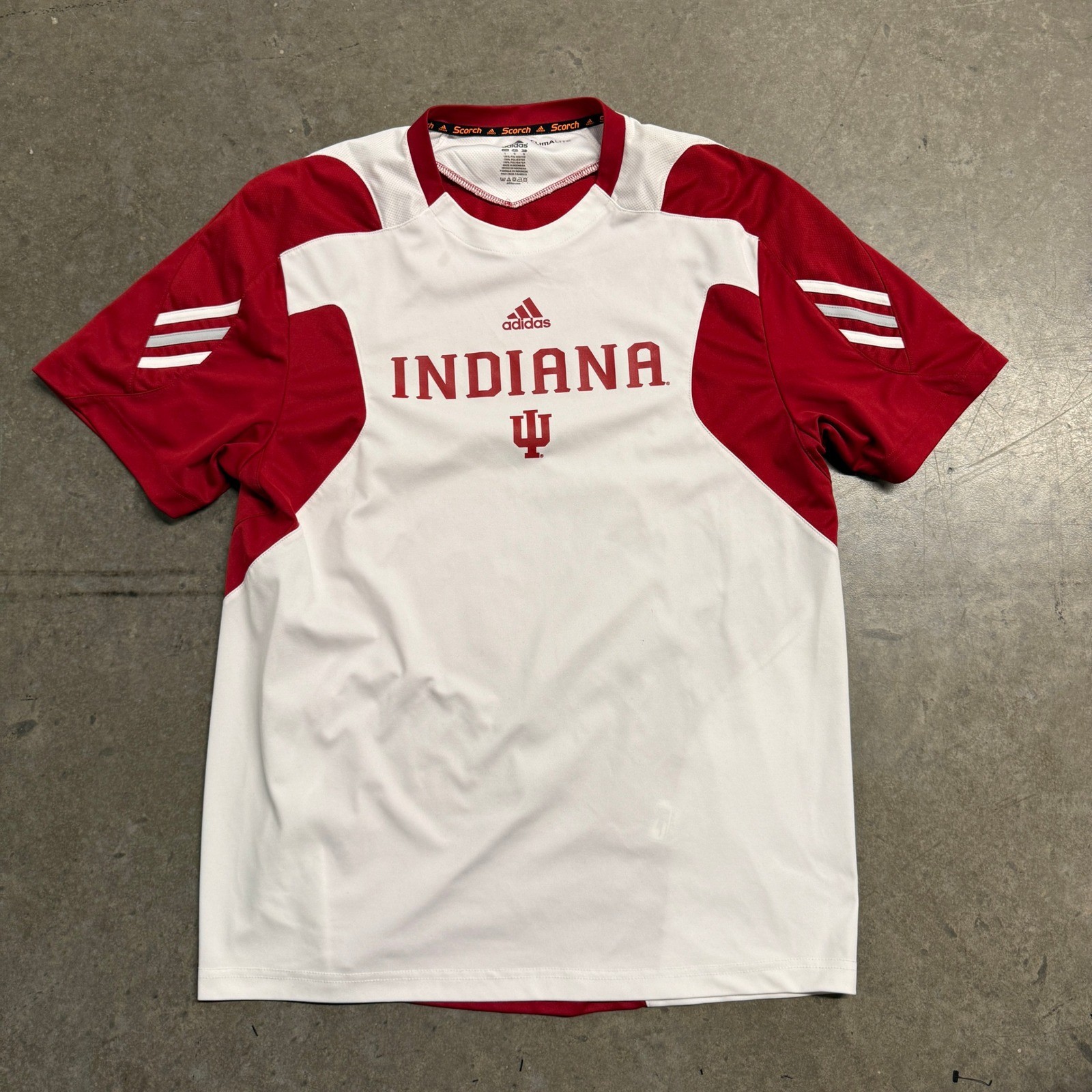 Adidas Indiana Hoosiers Mens Large Climalite Training Shirt Red White IU Scorch