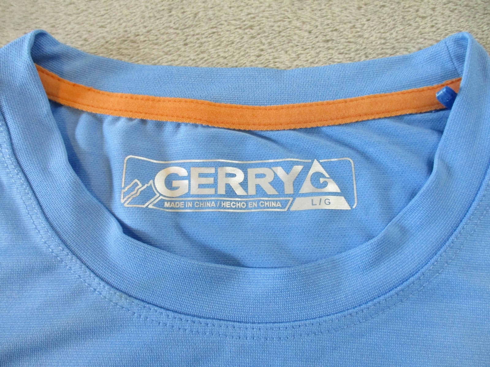 Gerry Shirt Mens Large Blue Orange Striped Performance Long Sleeve Sun Tee Golf