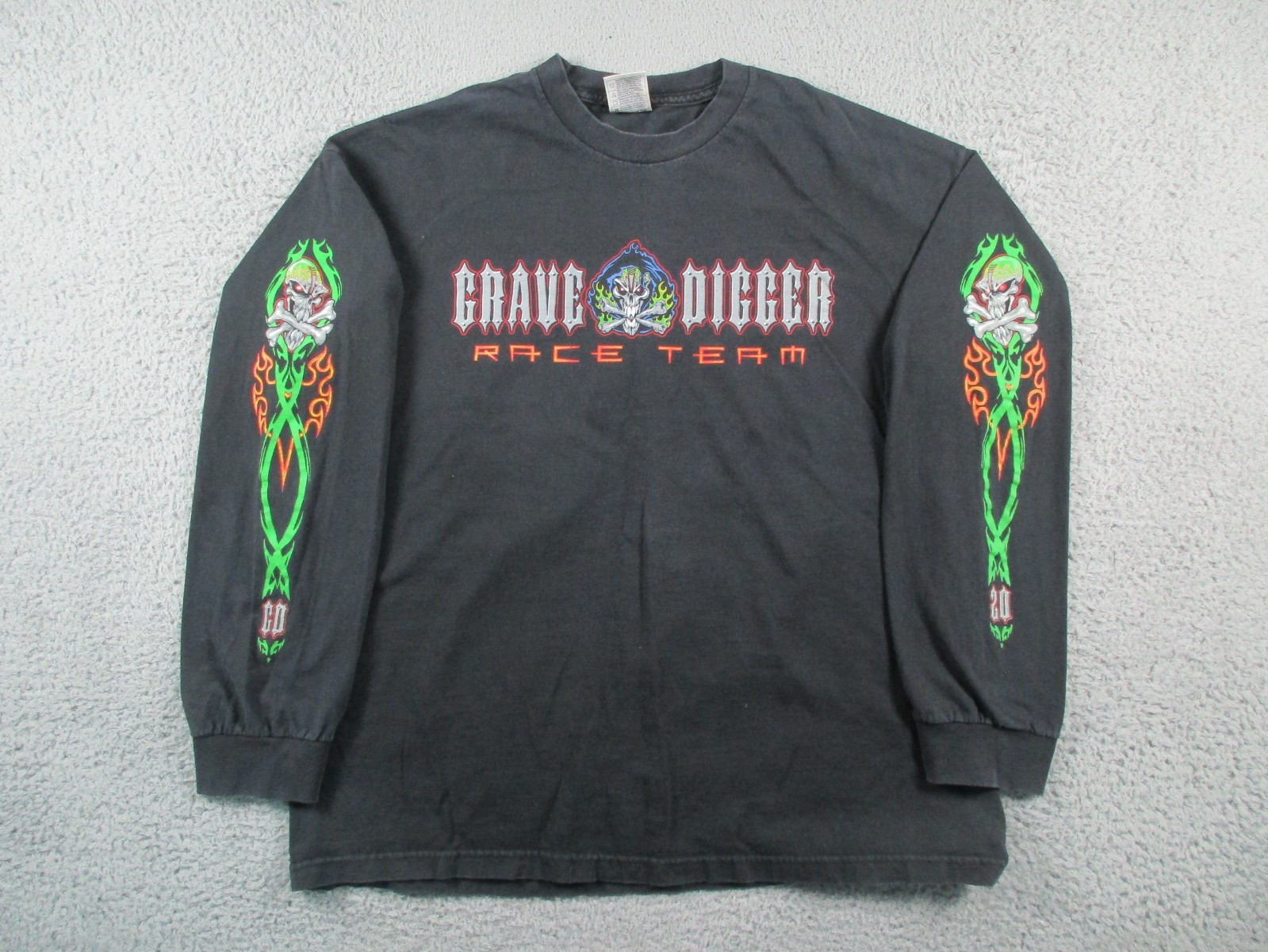 Grave Digger Shirt Mens 2XL Black Bad To the Bone Vintage Monster Truck