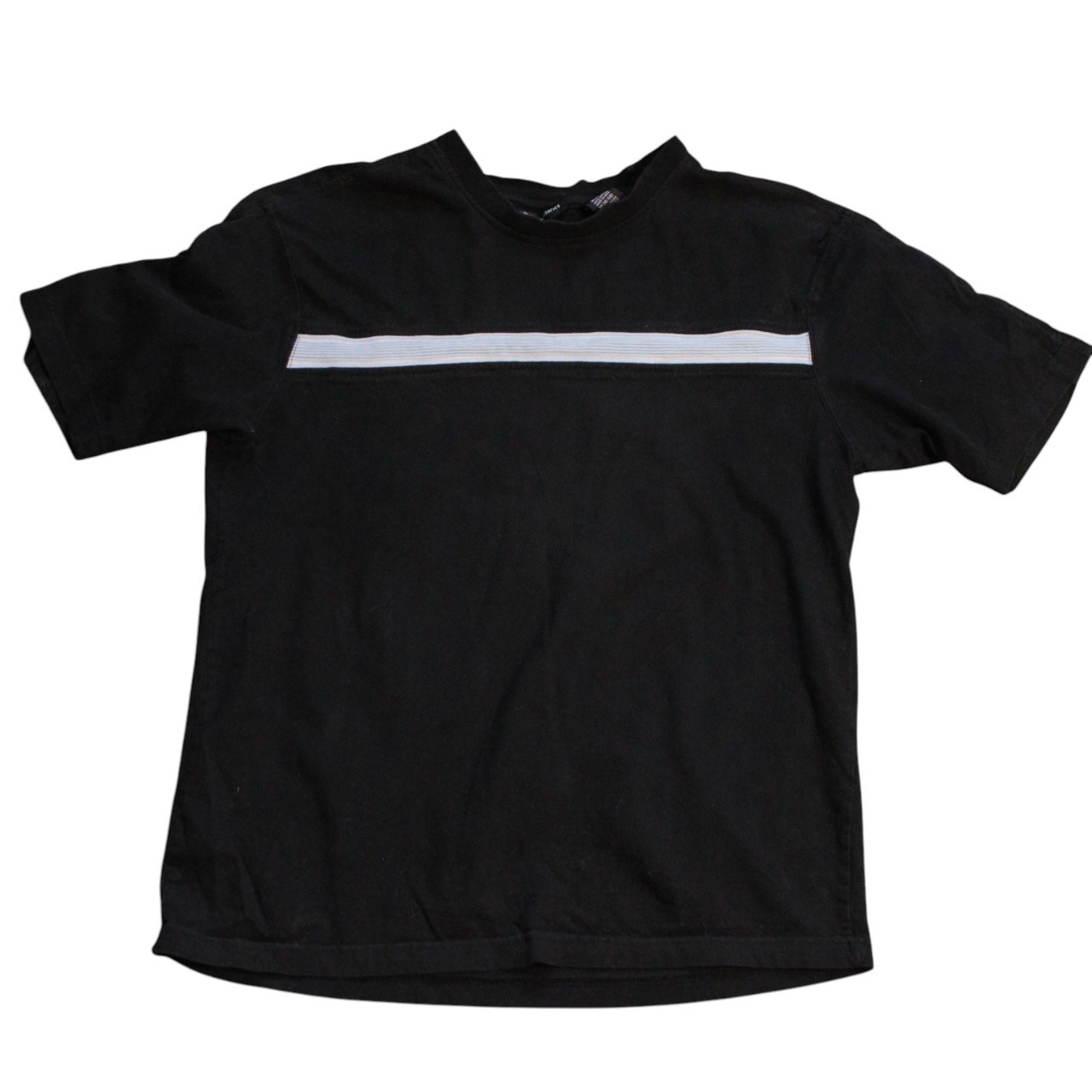 No Boundaries Vintage Vibe Black Graphic T Shirt Blue Stripe Medium 38/40