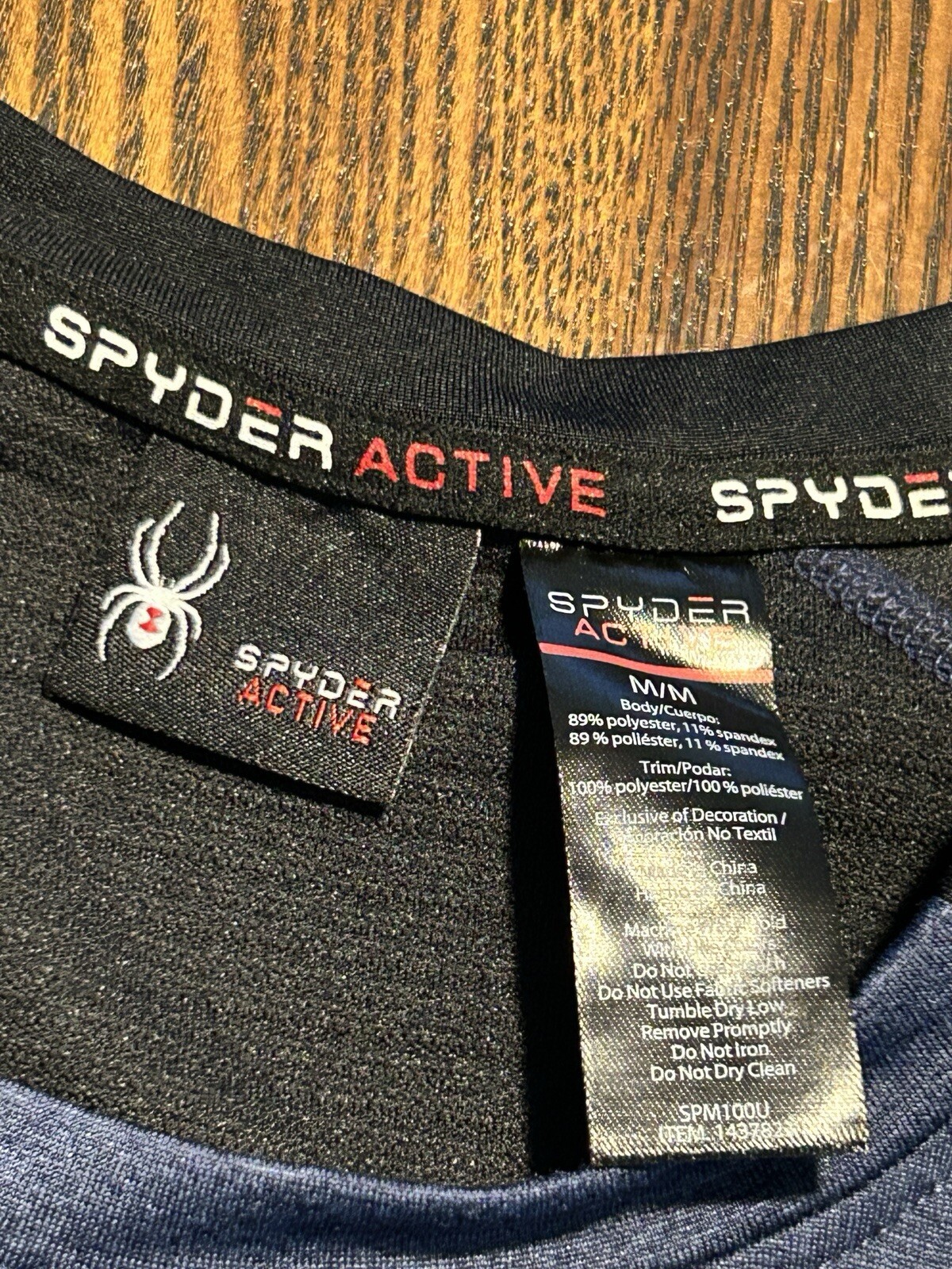 Spyder Active Shirt Mens M Blue Black Long Sleeve Performance Pro Web Top