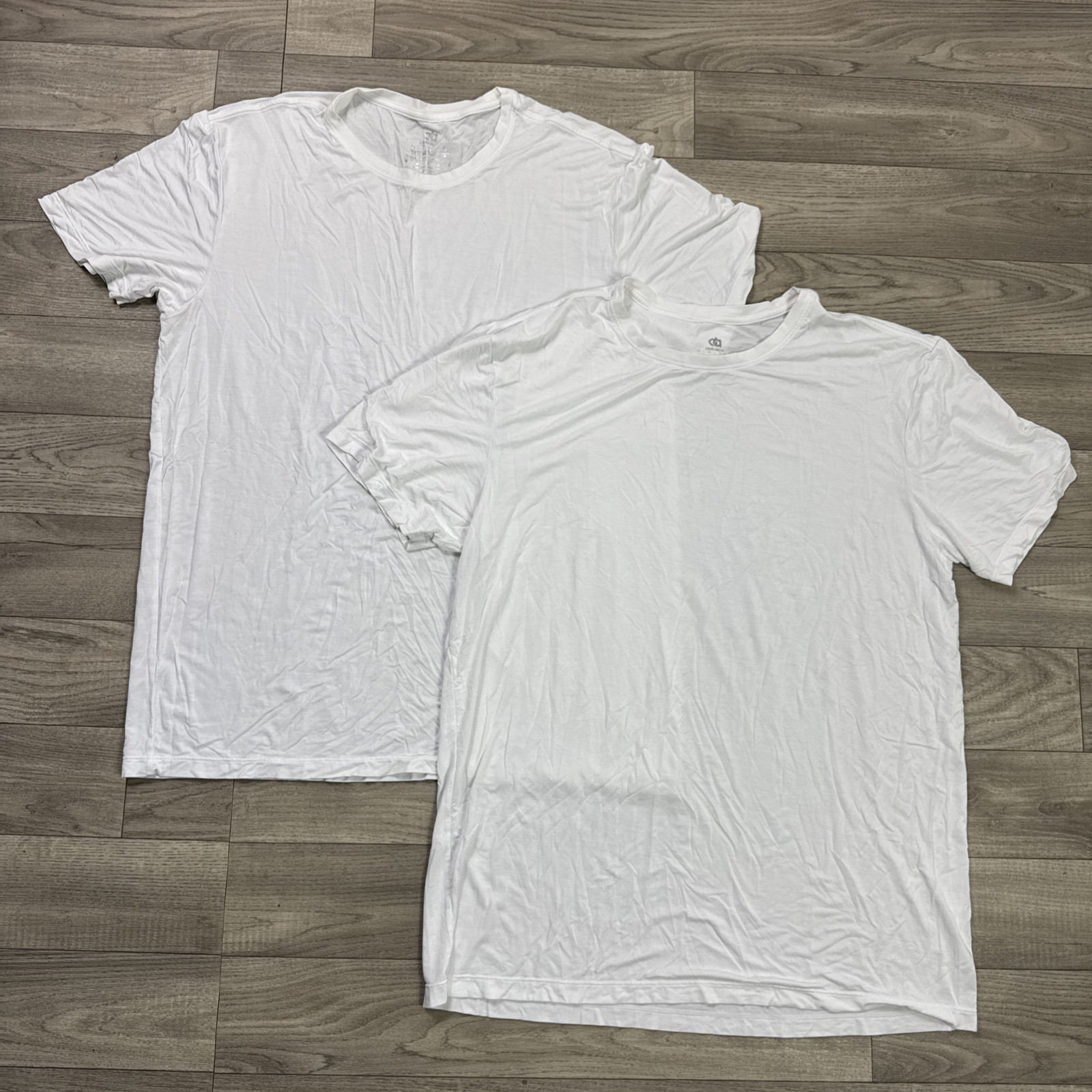 Lot of 2 Men&rsquo;s David Archy Crewneck Tee Shirt Undershirt Basic Bamboo White sz L