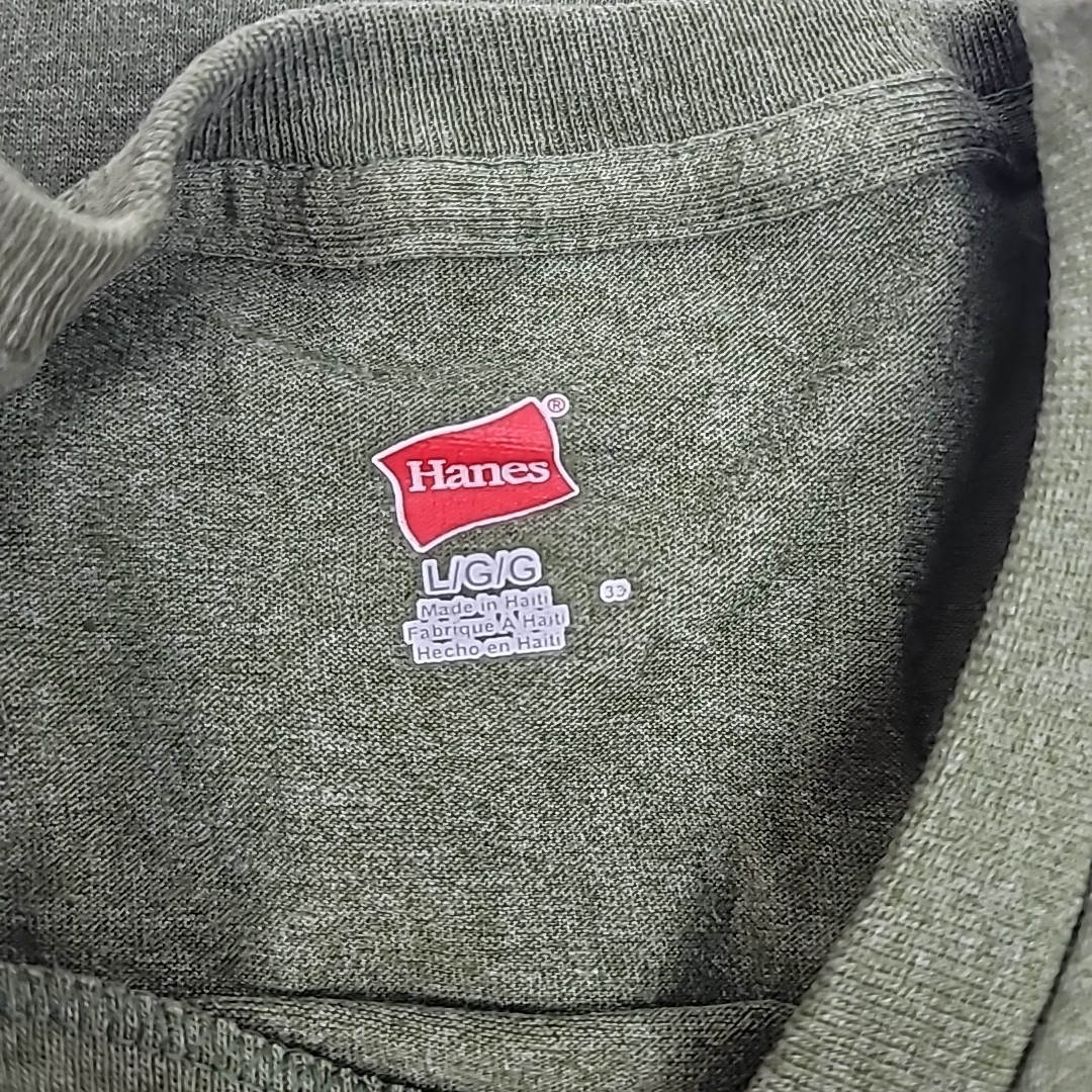 Hanes Men&rsquo;s Size Large Heather Olive Green Crew Neck T-Shirt Cotton Blend