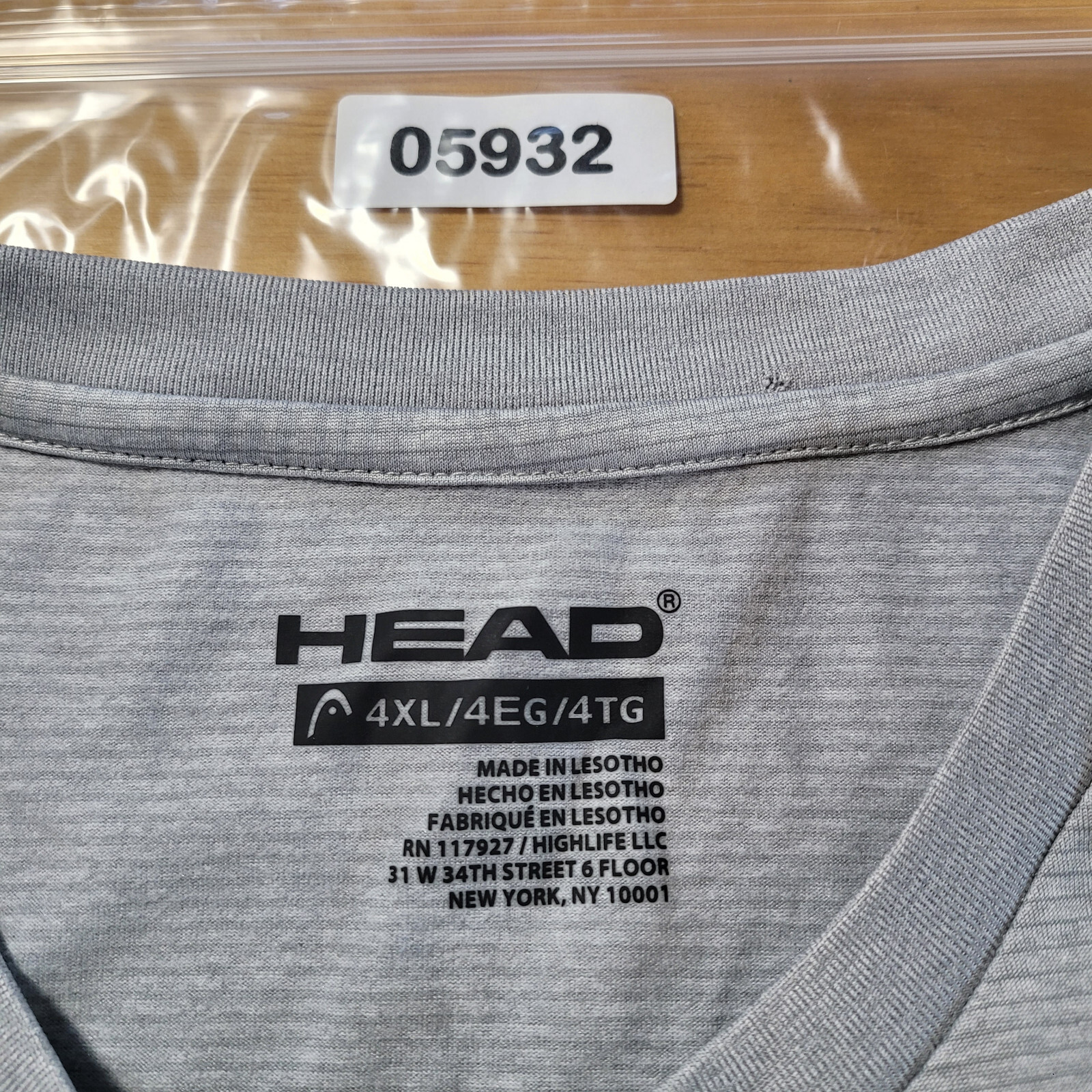 Head Hypertek Men&rsquo;s Size 4XL Solid Gray Tennis Athletic Crew-Neck T-Shirt