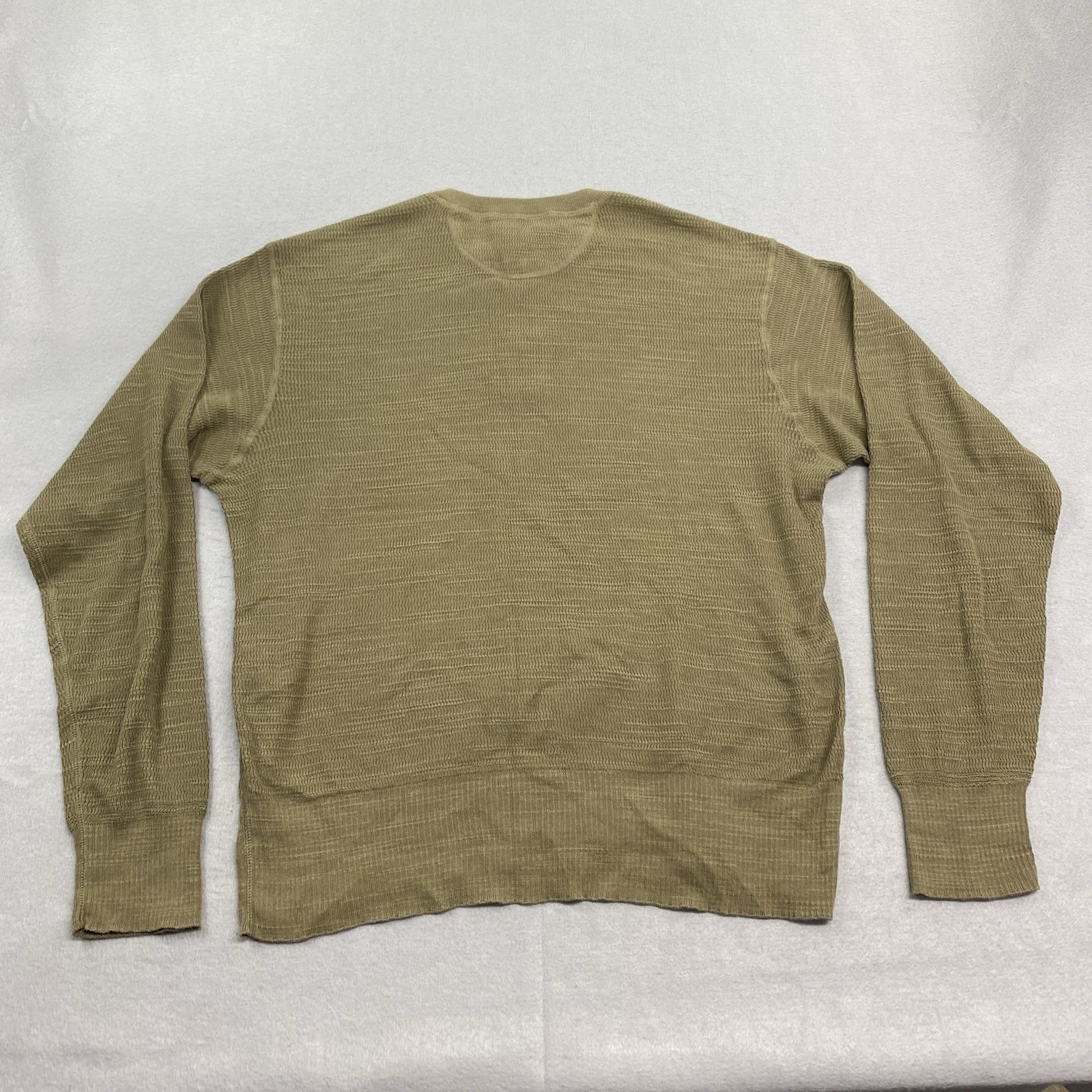 Buck Mason Shirt Mens Large Olive Daybreak Rower Thermal Knit Henley Long Sleeve