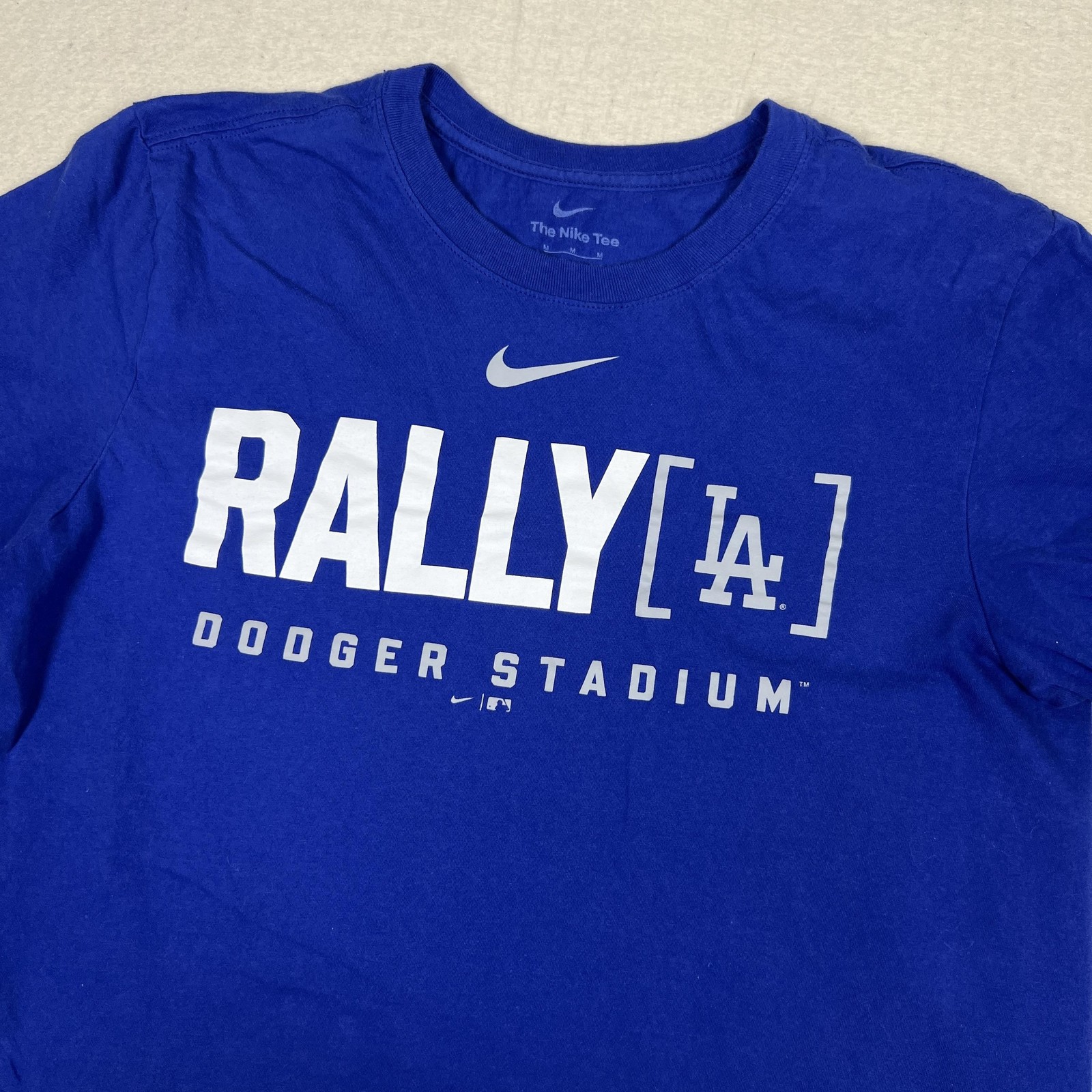 Nike Los Angeles Dodgers Rally LA Shirt Mens Medium Blue Dodger Stadium MLB