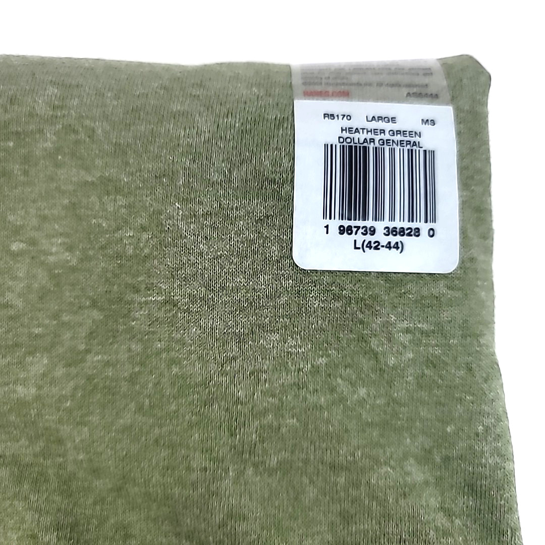 Hanes Men&rsquo;s Size Large Heather Olive Green Crew Neck T-Shirt Cotton Blend