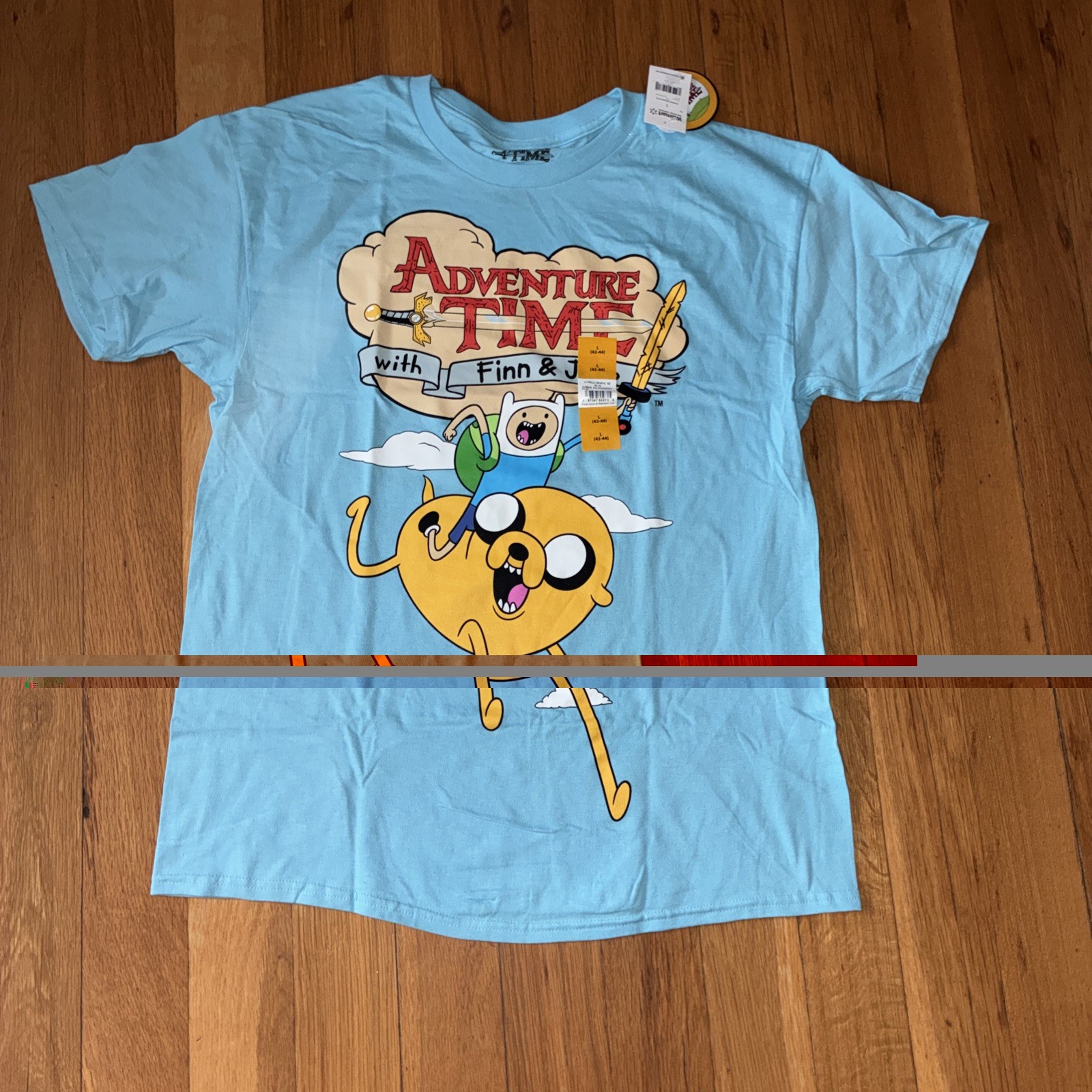 Adventure Time with Finn & Jake Men&rsquo;s Blue Cartoon Graphic Tee T-Shirt Sz Large