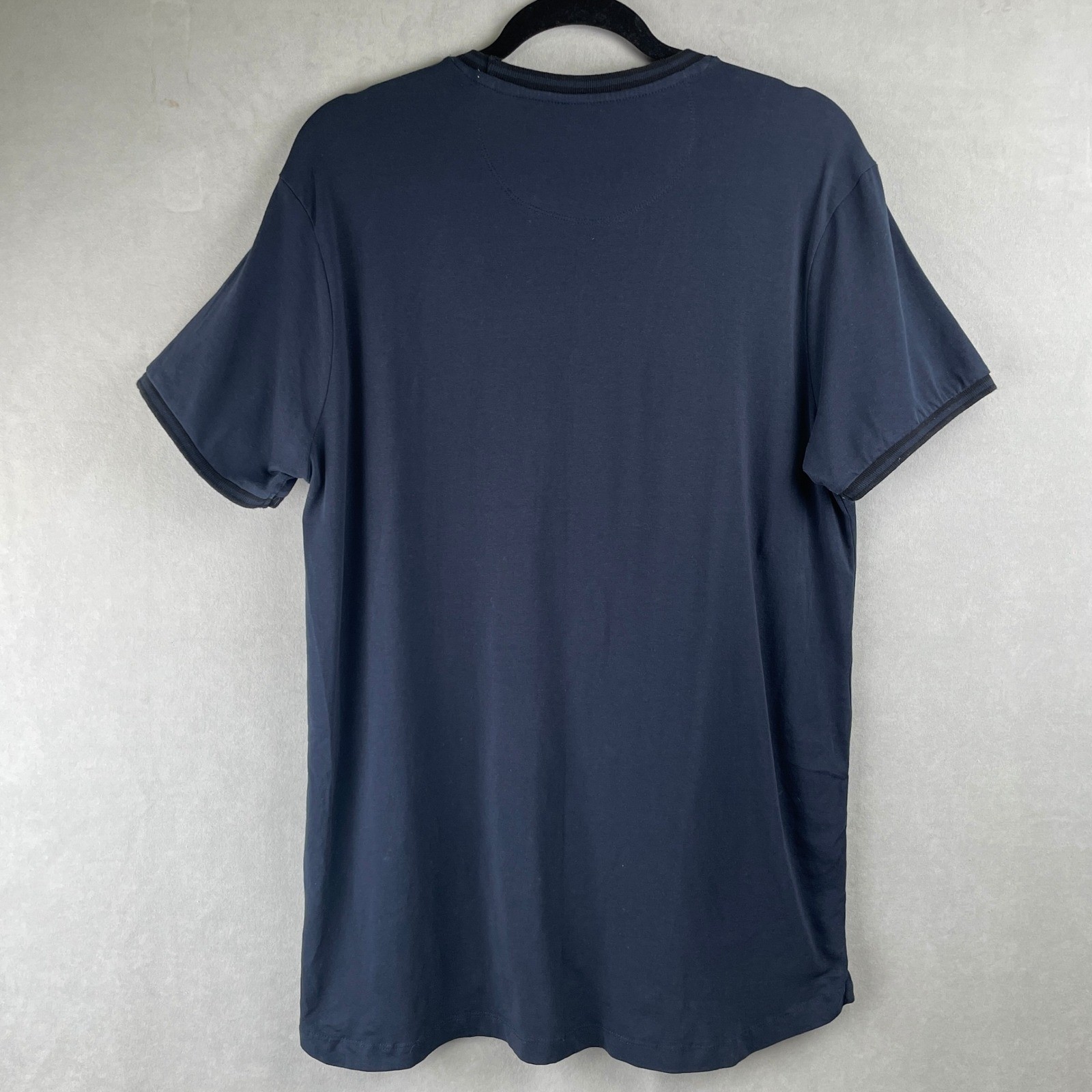 Kenneth Cole New York Men Navy Blue Cotton Stretch Crew Neck Chic T-Shirt Size M