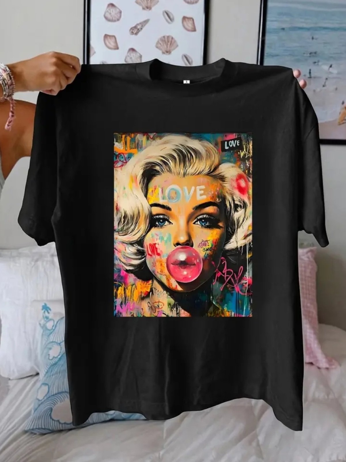 Ladies&rsquo; casual trendy plus size 1XL-5XL T-shirt, 180g, featuring creative prin