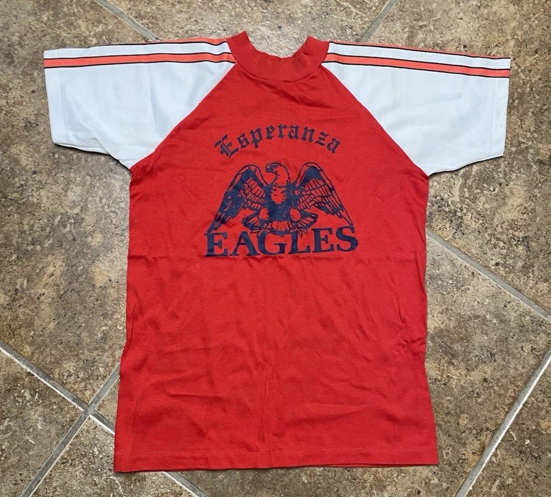Vintage Esperanza Eagles P.E. Single Stitch School Velva Sheen Shirt