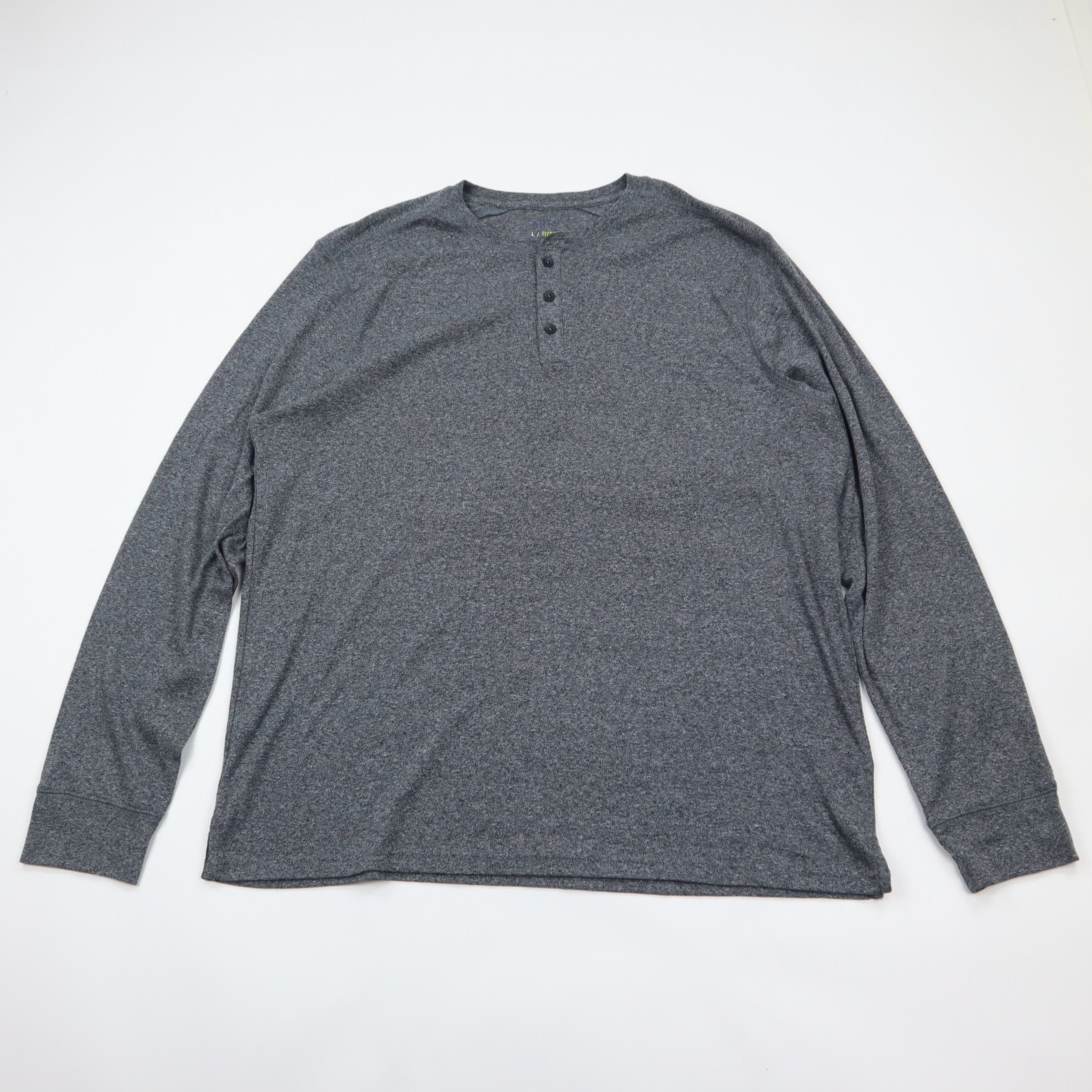 Apt 9 Premier Flex Henley Shirt Mens Large Heather Gray Soft Cotton Blend LS