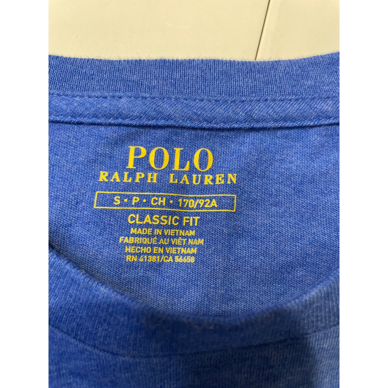 Polo Ralph Lauren Mens Classic Fit Pocket T-Shirt Blue Heather Red Pony Small