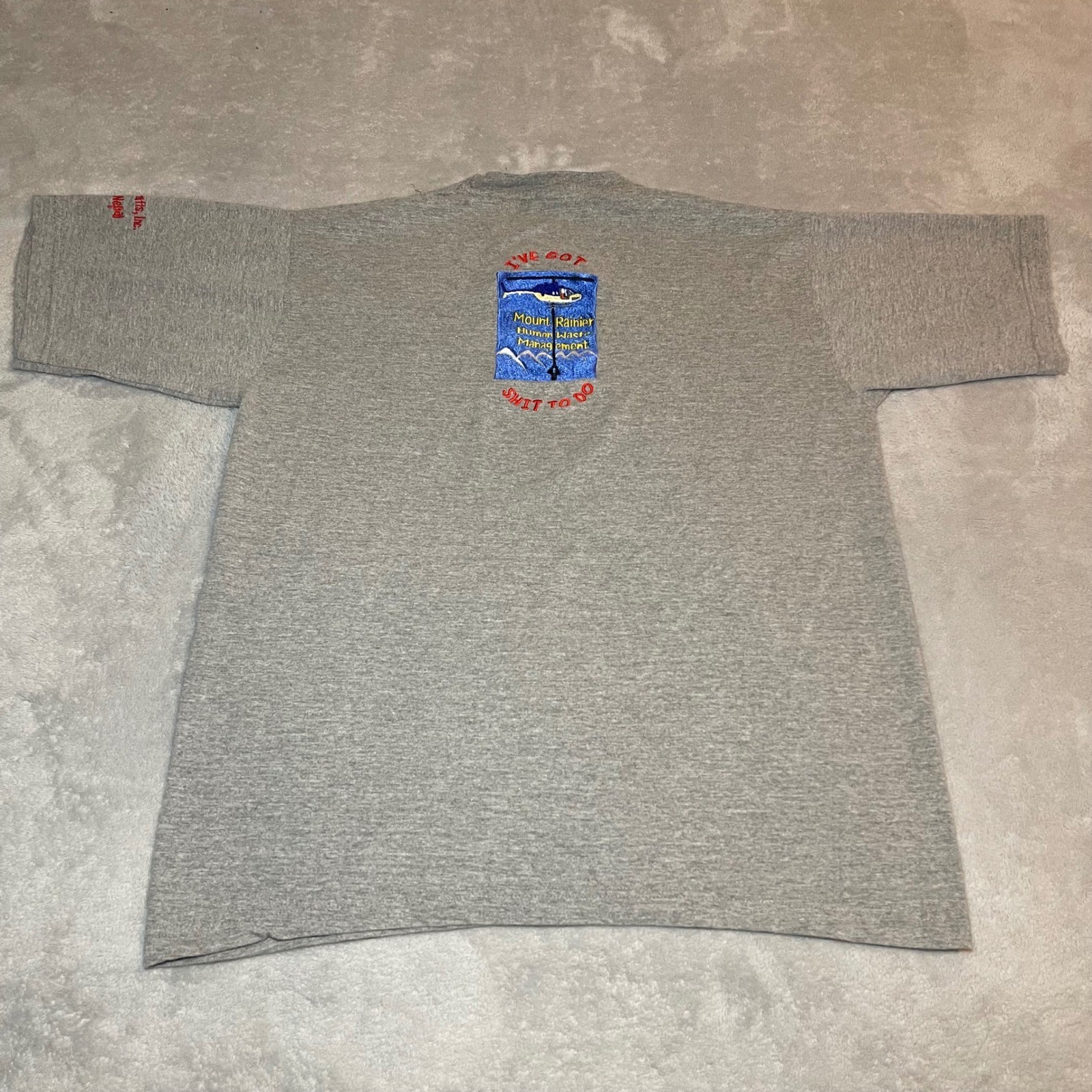 Vintage 90s Annapurna Men Mount Rainier Human Waste Management Shirt Gray Large