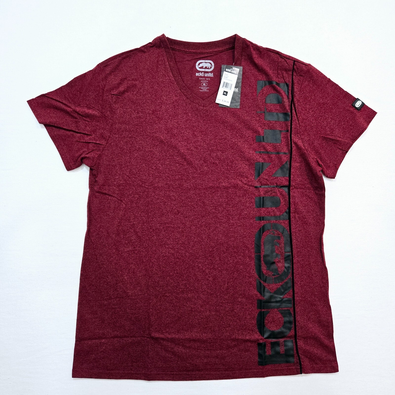 Ecko Unltd Men&rsquo;s T-Shirt Burgundy Black Graphic V-Neck EO31K752