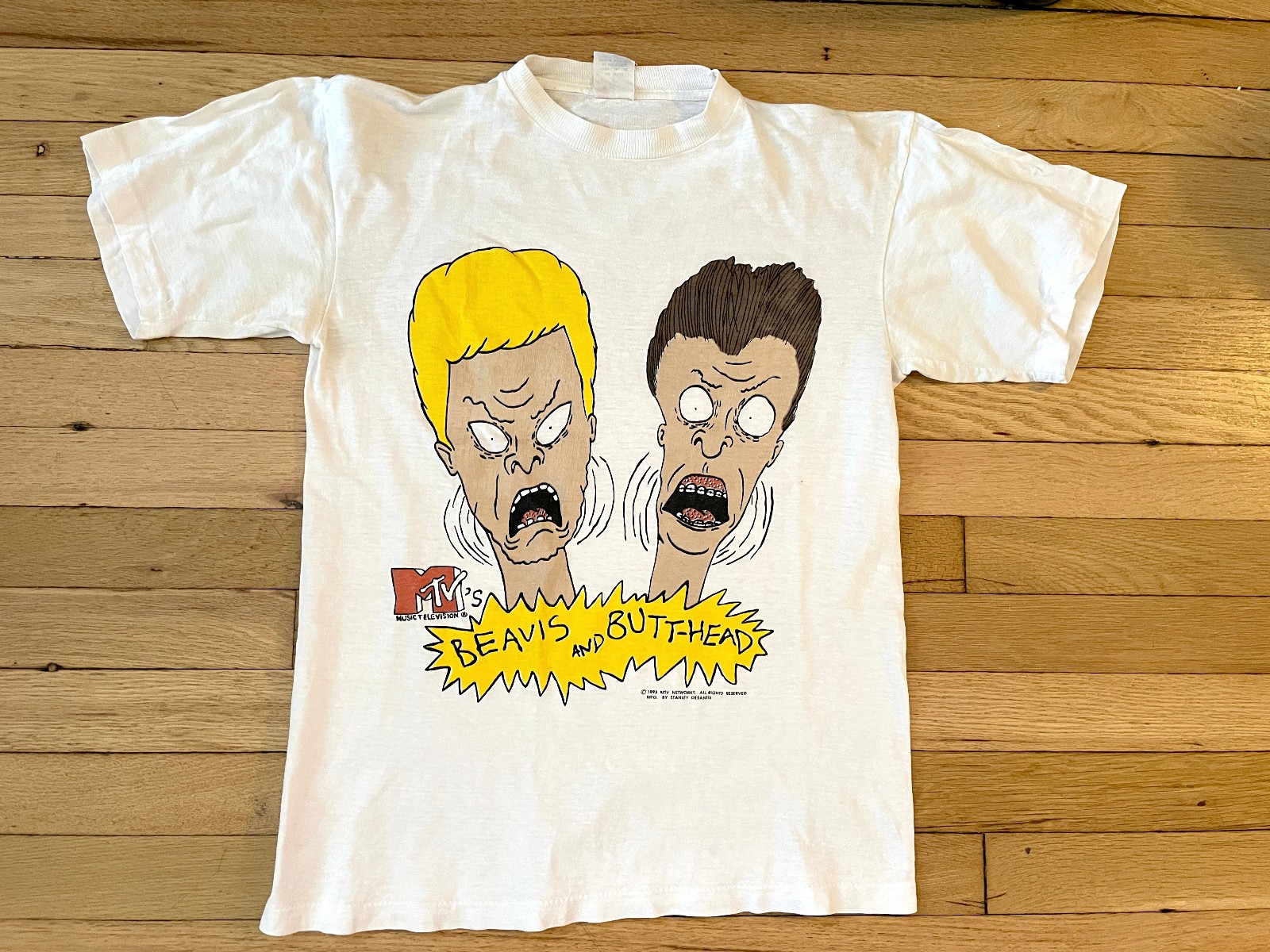 Vintage 1993 Beavis and Butt-Head MTV Show Men’s Small White Stanley DeSantis