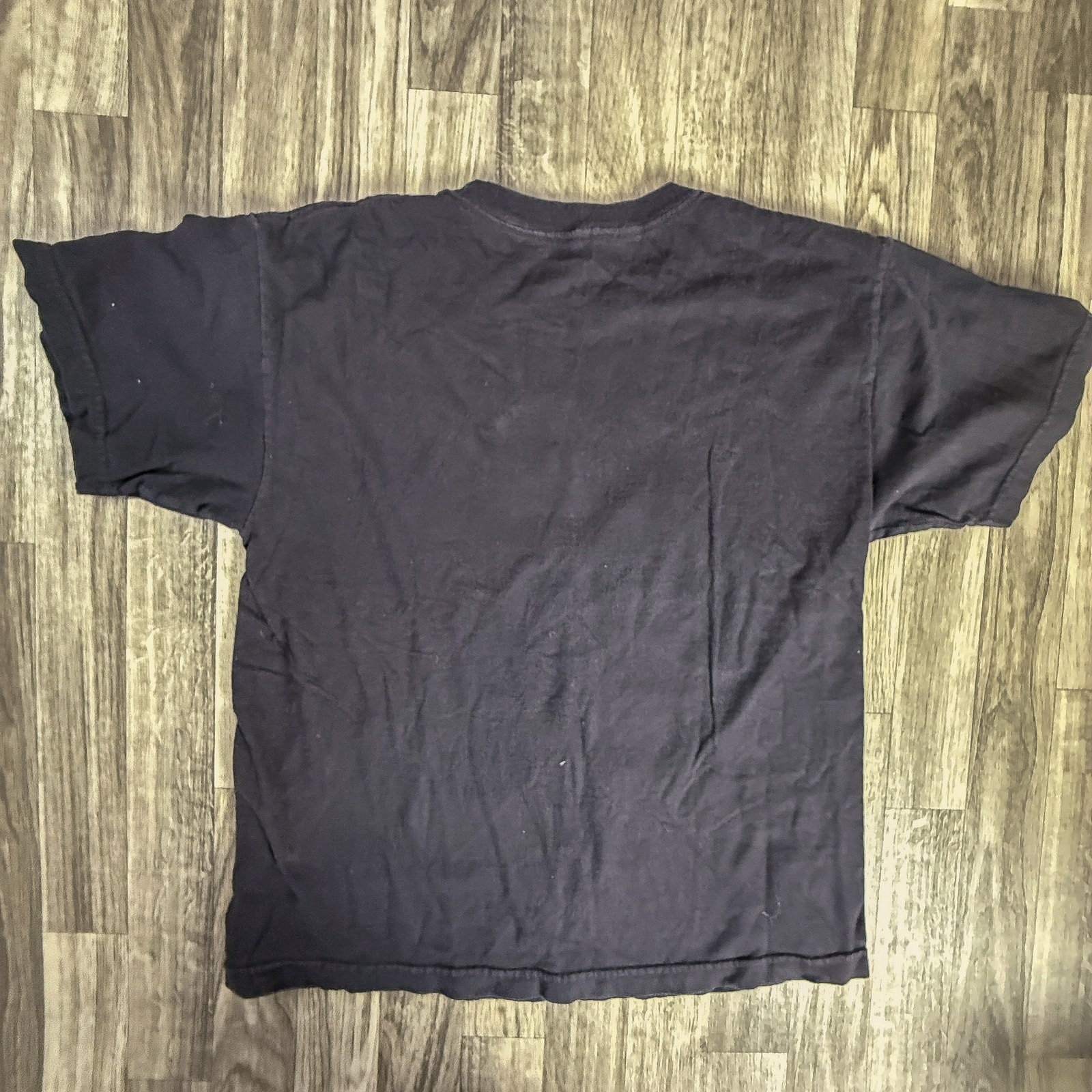 VANS Off The Wall Distressed Logo T-Shirt Black Teal Yellow Graphic Skate Tee